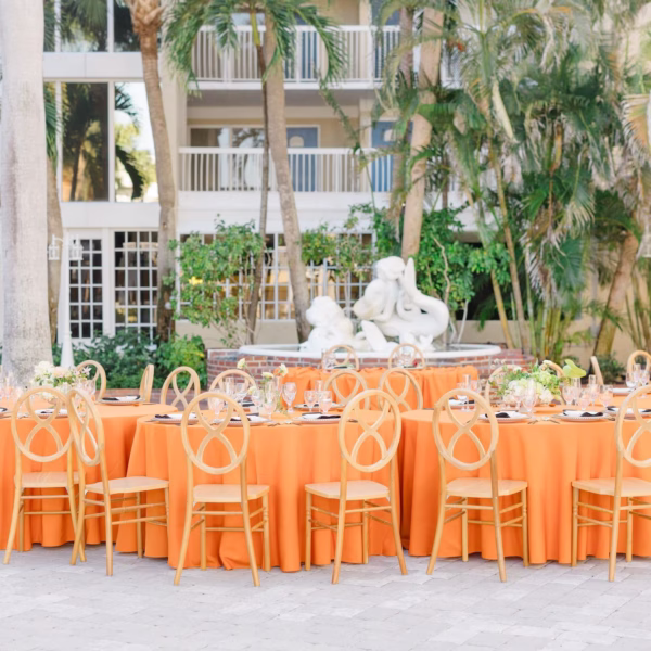Modern Tropical Orange and Terracotta Destination Florida Wedding Reception Decor Ideas | Tampa Bay Fiesta Solutions Event Rentals | St Pete Planner Stelloccasions Weddings and Events | Venue Tradewinds Resort | Content Creator Behind The Vows