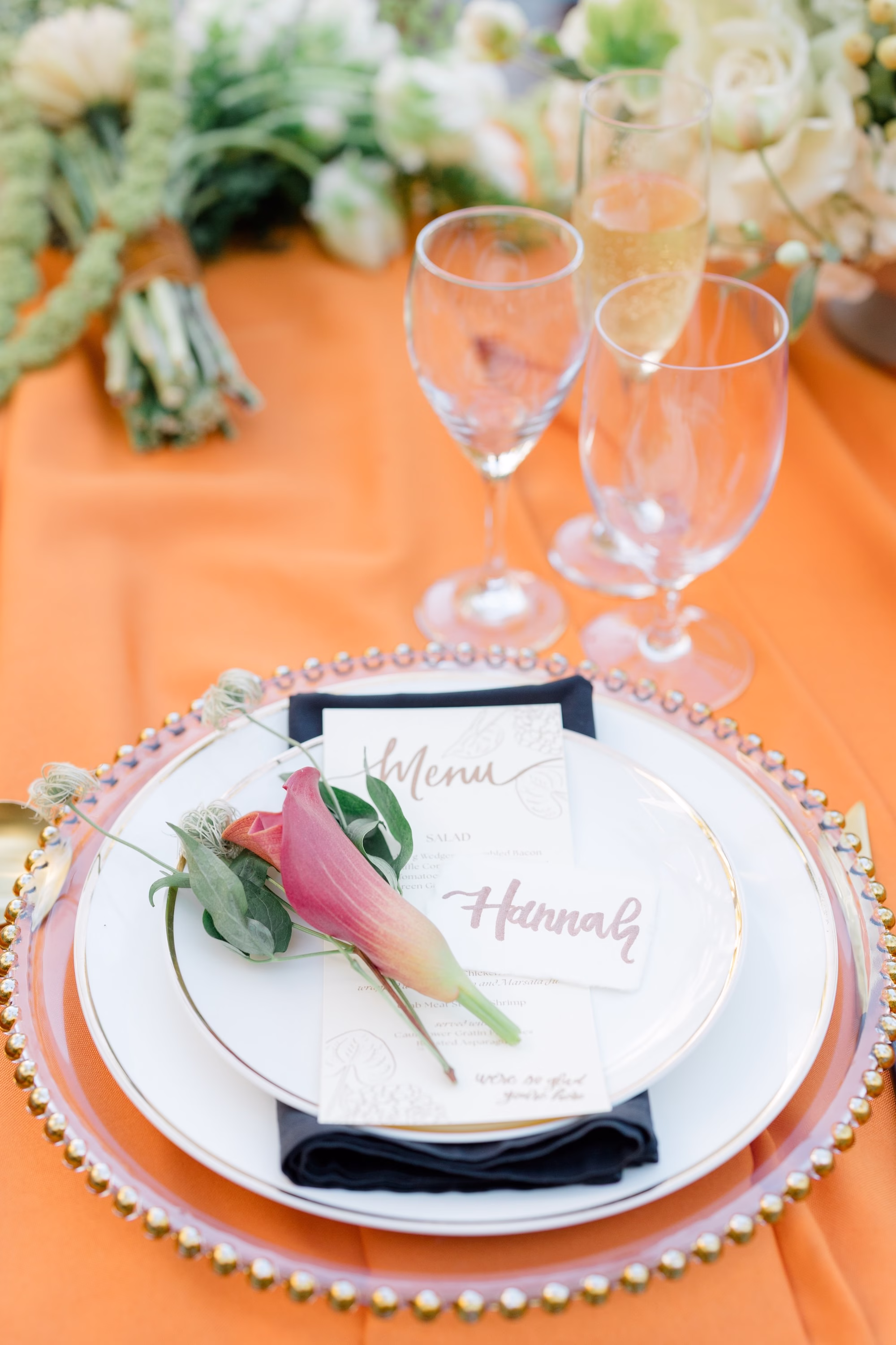 Modern Tropical Orange and Terracotta Wedding Reception Menu Card Place Setting Inspiration | St Pete Beach Stationery MadWOLFE Designs