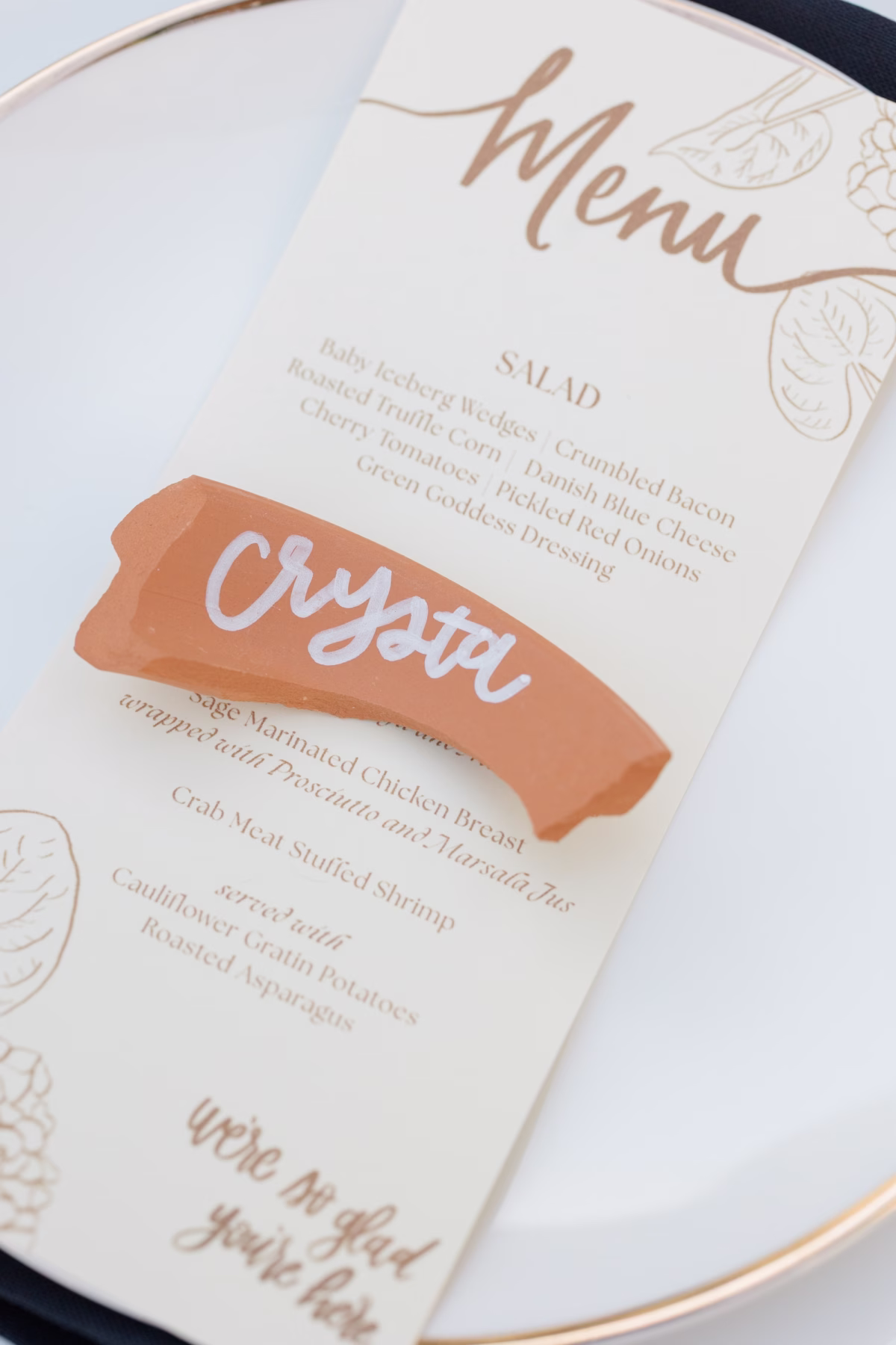 Modern Tropical Orange and Terracotta Wedding Reception Menu Card Place Setting Inspiration | St Pete Beach Stationery MadWOLFE Designs