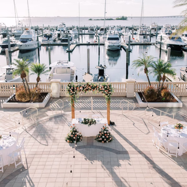 Romantic Coastal Fall Peach and Orange Wedding Reception Decor Inspiration | Tampa Bay Event Venue The Bay Club at Westshore Yacht Club