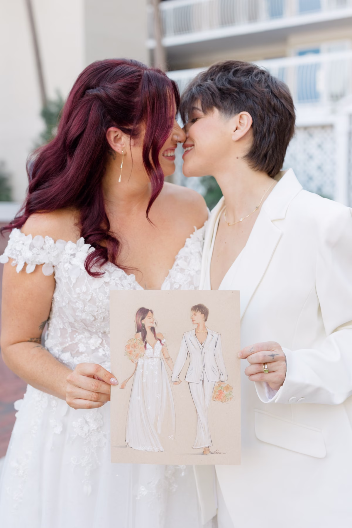 Bride and Bride Live Illustration Wedding Reception Entertainment Ideas | St Pete Artist Keepsake Couture