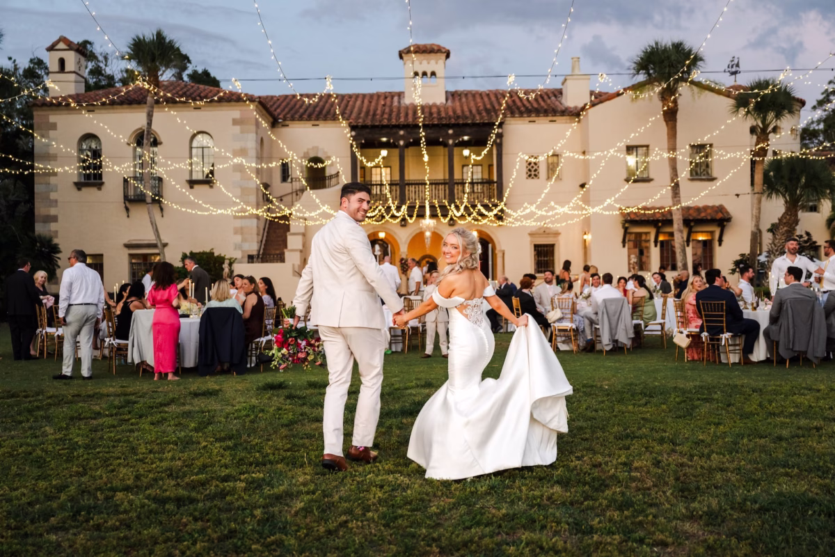 44Outdoor Florida Pink Spring Wedding Inspiration Sarasota Venue Powel Crosley Estate - Pink, Spring Waterfront Sarasota Wedding | The Powel Crosley Estate Bride and Groom Wedding Portrait | Sarasota Event Venue Powel Crosley Estate | Photographer Iyrus Weddings