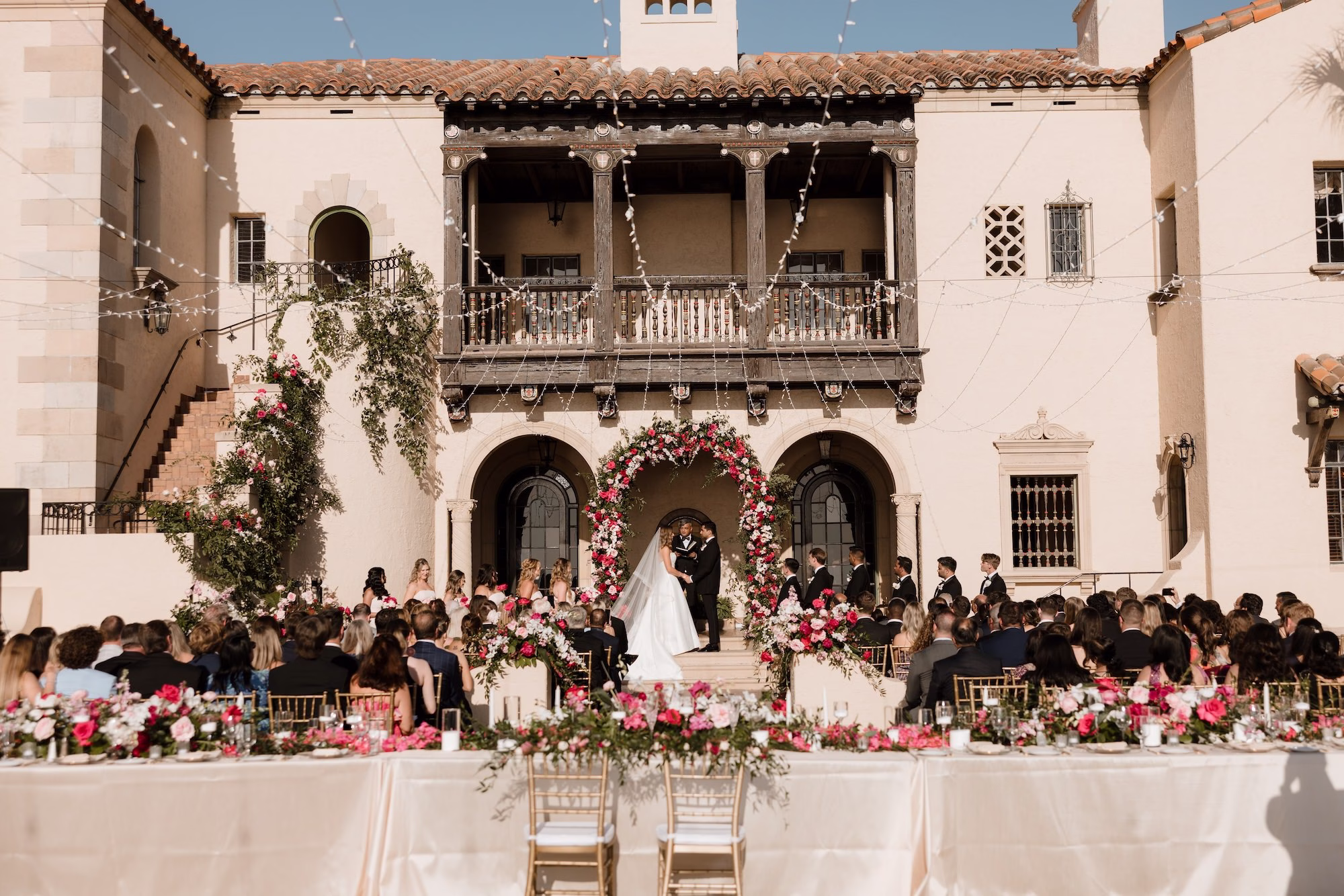 Vibrant Pink and Gold Multicultural Sarasota Wedding | Powel Crosley Estate