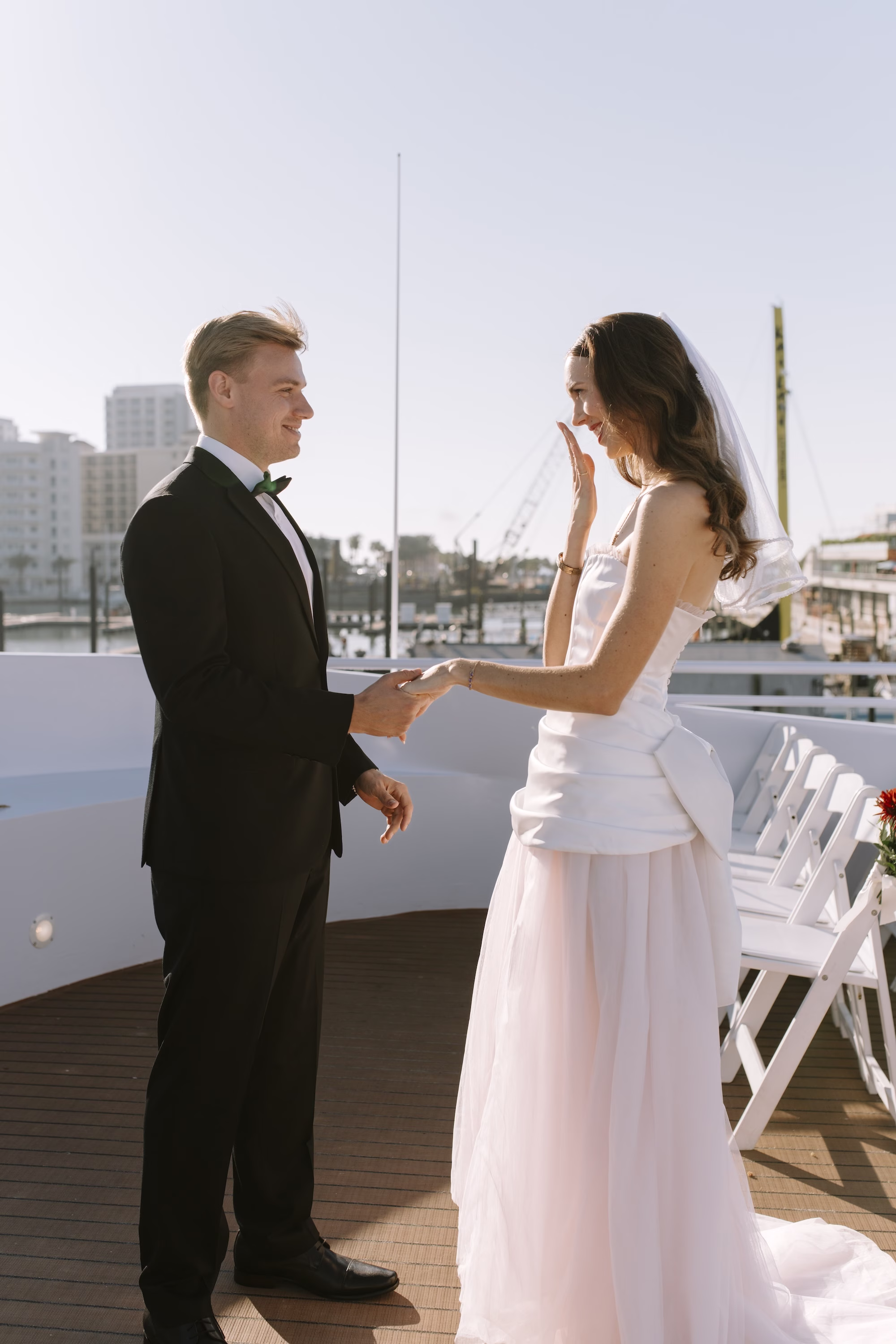 Bride and Groom First Look Wedding Portrait