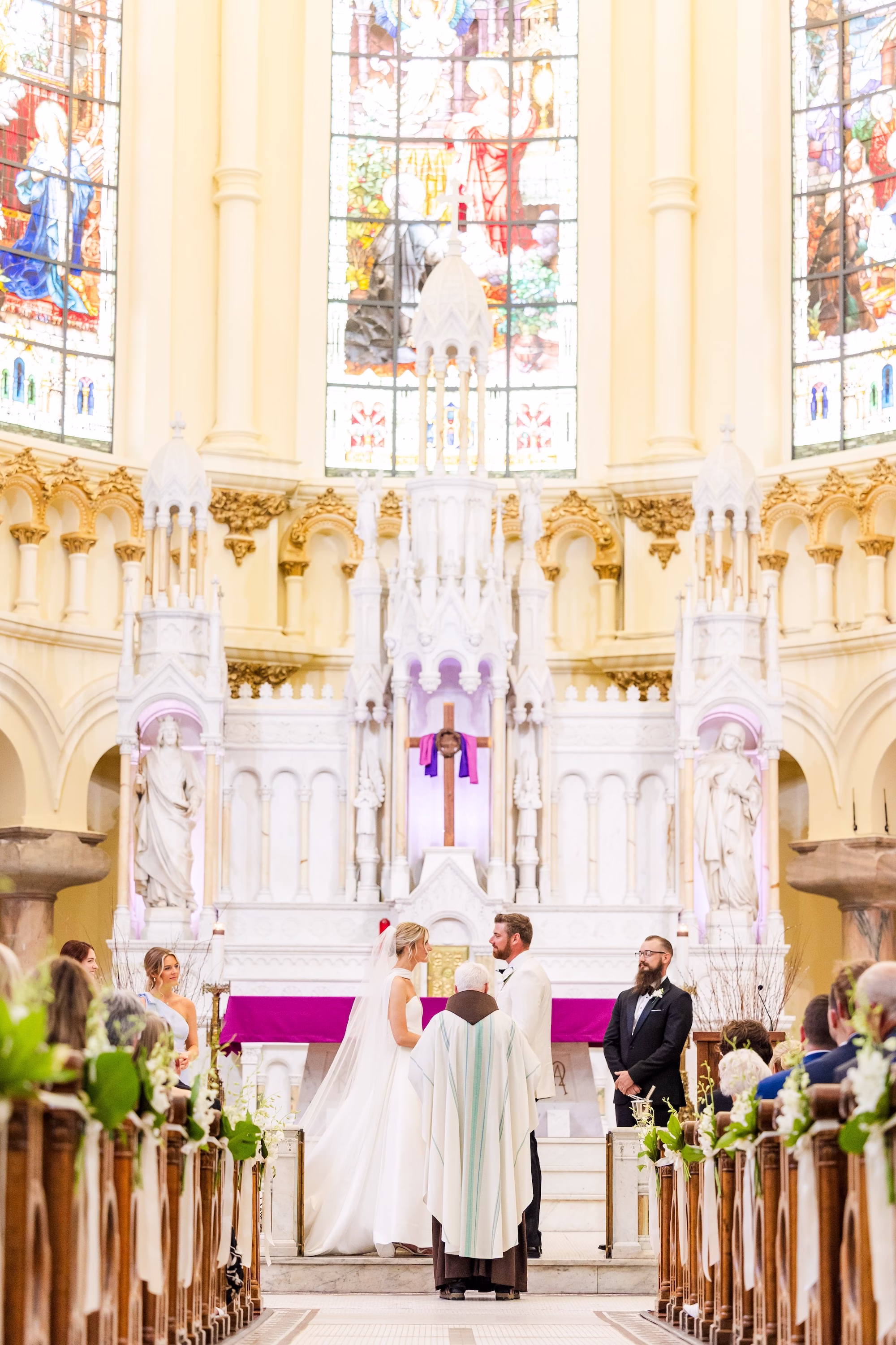 Blue Coastal Elegant Florida Wedding Ceremony Decor Ideas | Tampa Bay Event Venue Sacred Heart Catholic Church