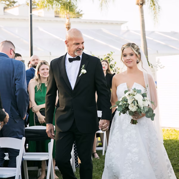 16Timeless Black and White Wedding Ideas - Timeless, Black and White Wedding | Tampa Yacht and Country Club Bride and Father Walking Down Wedding Aisle