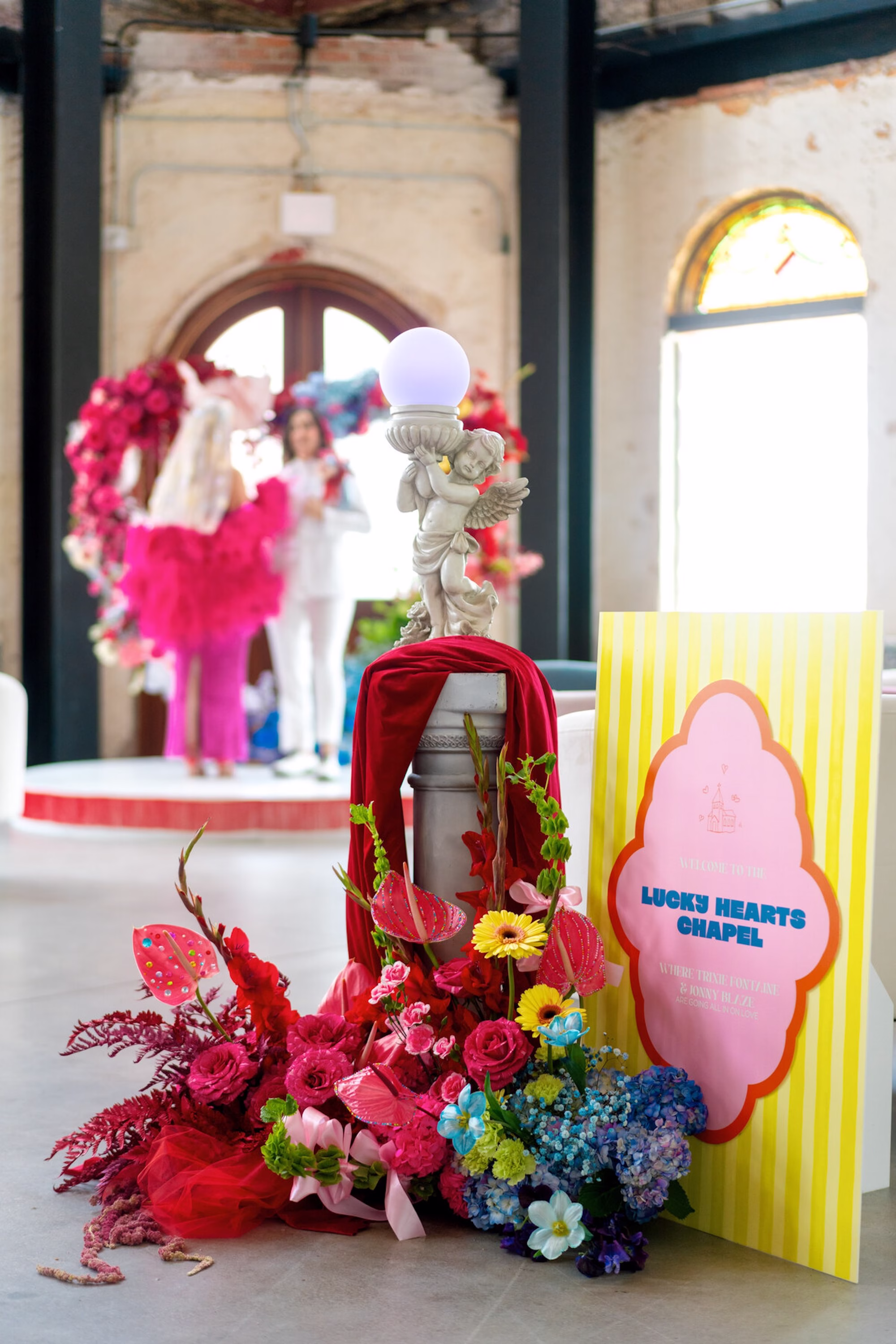22Whimsical Red Las Vegas Pink Pony Club Inspired Wedding - Bold and Vibrant Same-Sex Ybor City Wedding Inspiration | Hotel Haya Whimsical Red Las Vegas Pink Pony Club Inspired Wedding Ceremony Ideas