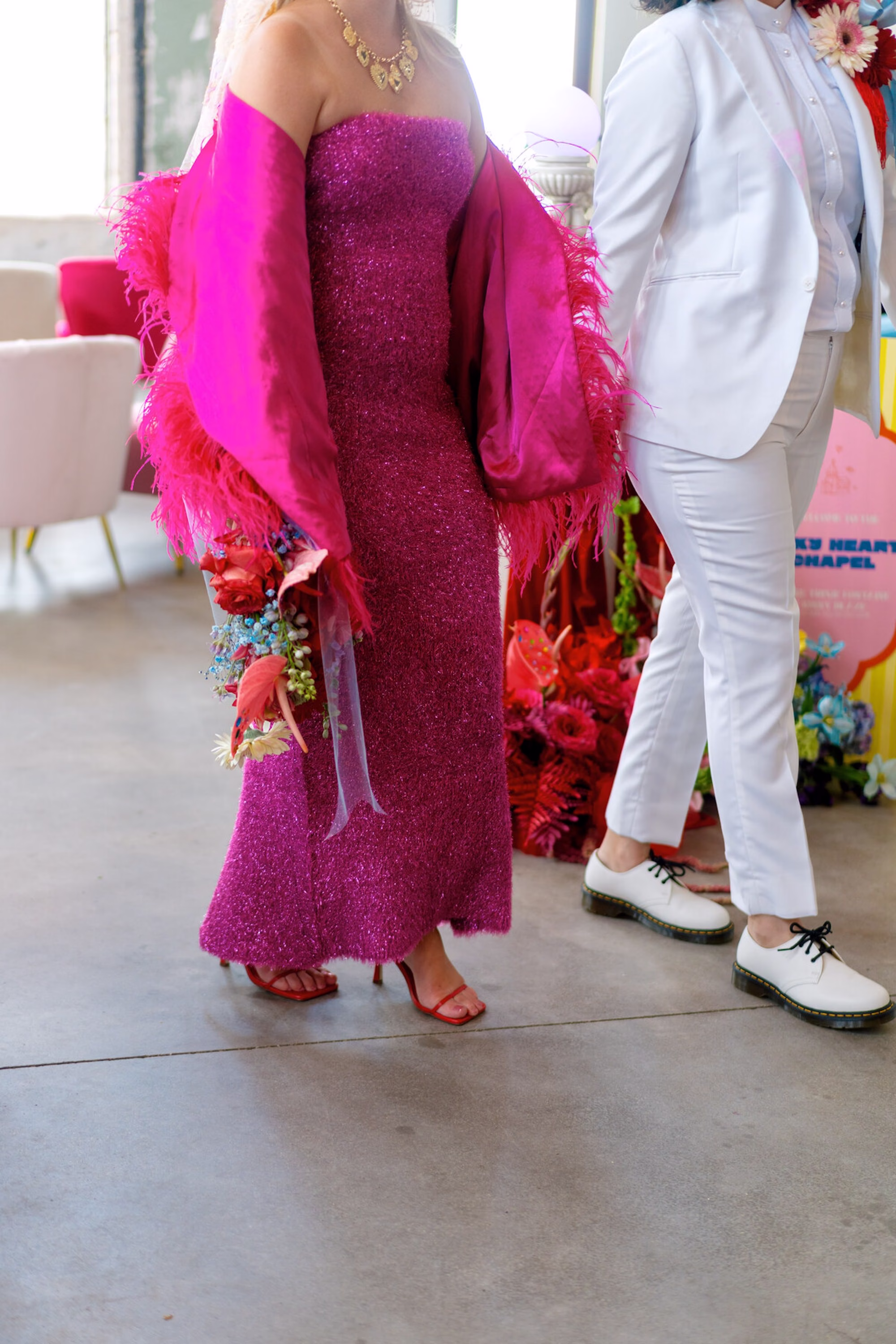 24Whimsical Red Las Vegas Pink Pony Club Inspired Wedding - Bold and Vibrant Same-Sex Ybor City Wedding Inspiration | Hotel Haya Bride and Bride Wedding Portrait