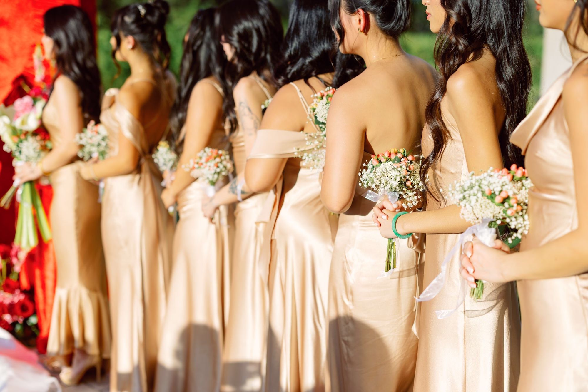 Mismatched Champagne Bridesmaids Wedding Dress Ideas