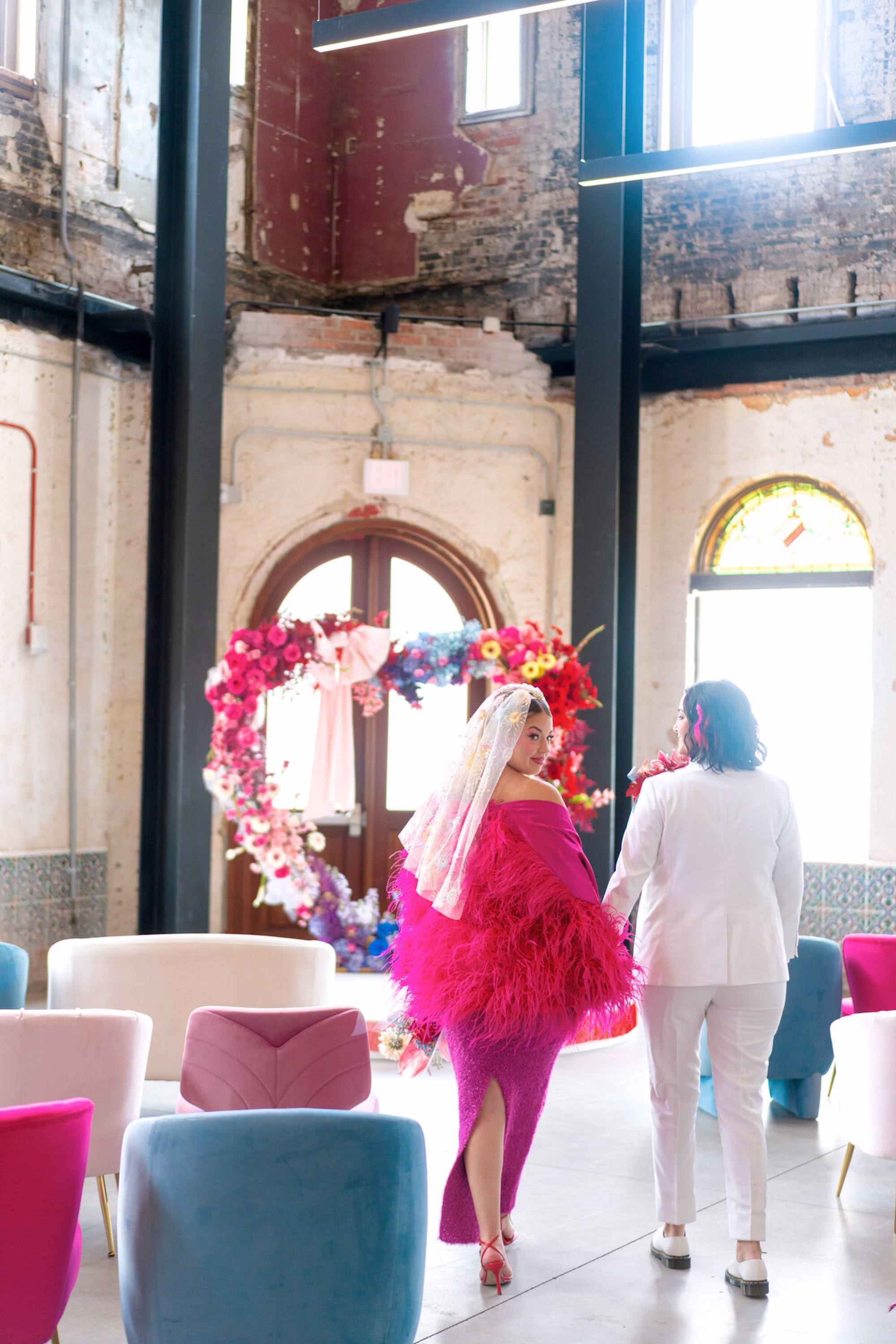 26Whimsical Red Las Vegas Pink Pony Club Inspired Wedding Tampa Venue Hotel Haya - Bold and Vibrant Same-Sex Ybor City Wedding Inspiration | Hotel Haya Whimsical Red Las Vegas Pink Pony Club Inspired Wedding Ceremony Ideas | Tampa Bay Venue Hotel Haya