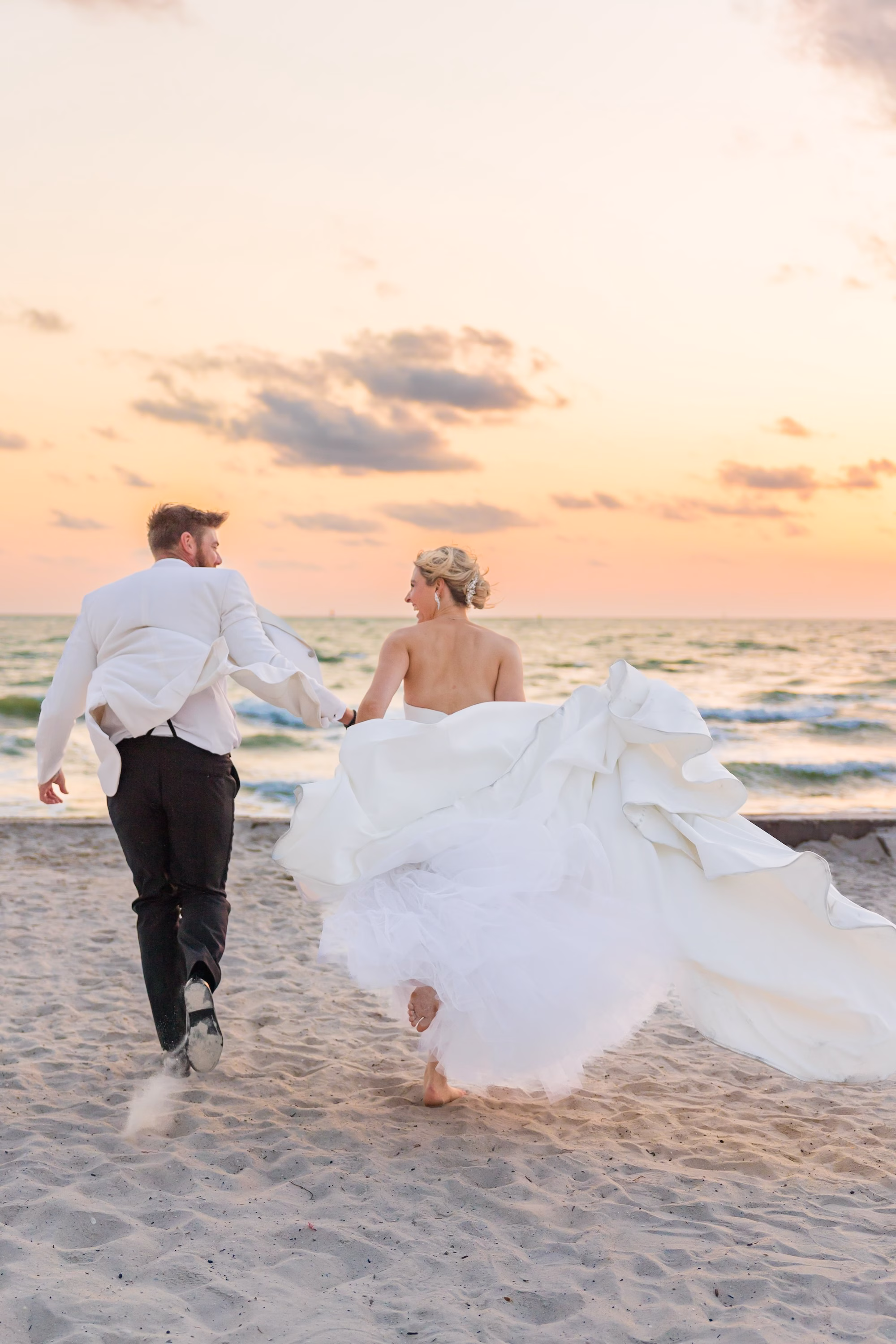 Bride and Groom Beach Wedding Portrait