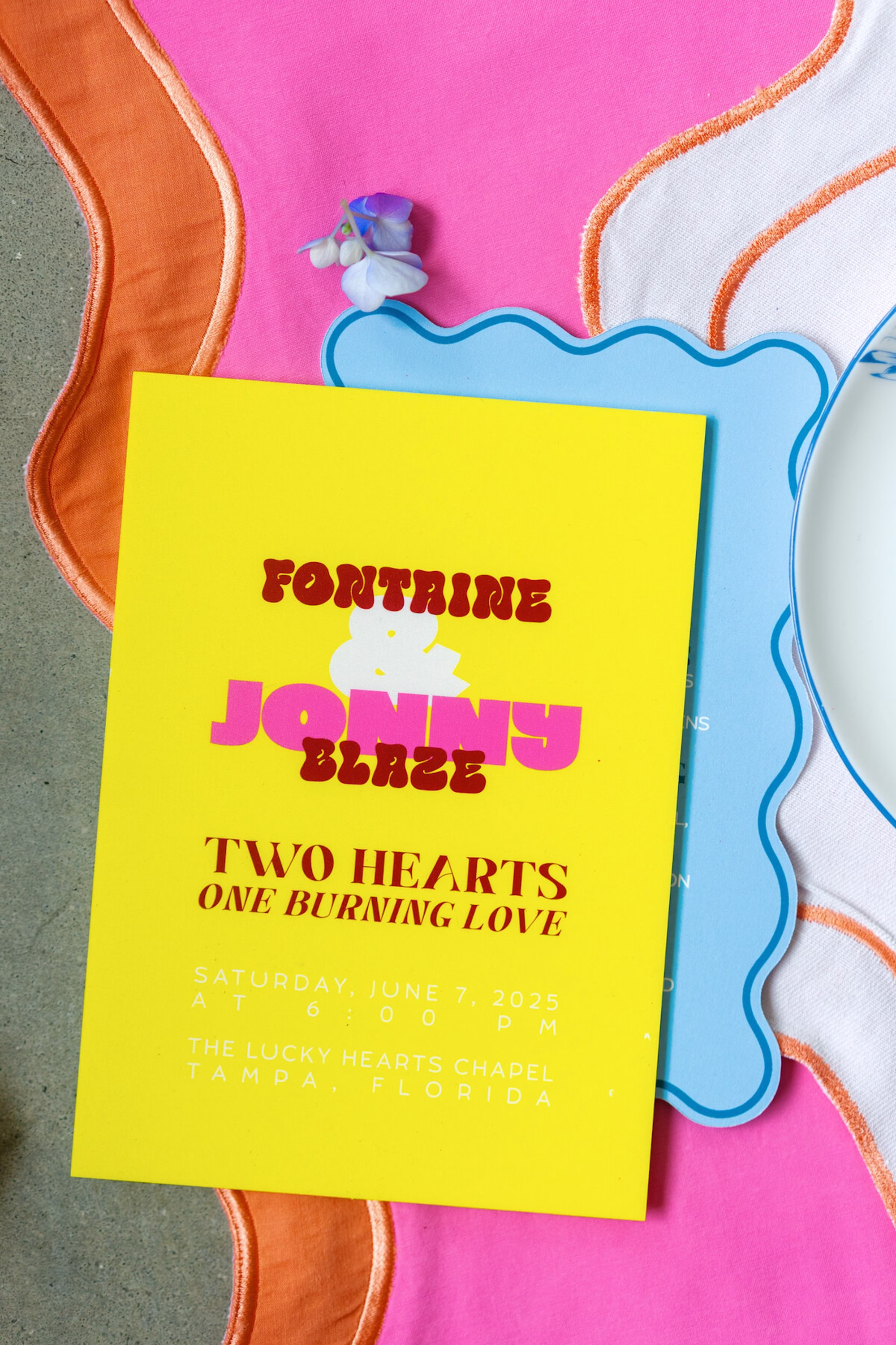 2Whimsical Red Las Vegas Pink Pony Club Inspired Wedding - Bold and Vibrant Same-Sex Ybor City Wedding Inspiration | Hotel Haya Whimsical Red Las Vegas Pink Pony Club Inspired Wedding Invitation Decor Ideas