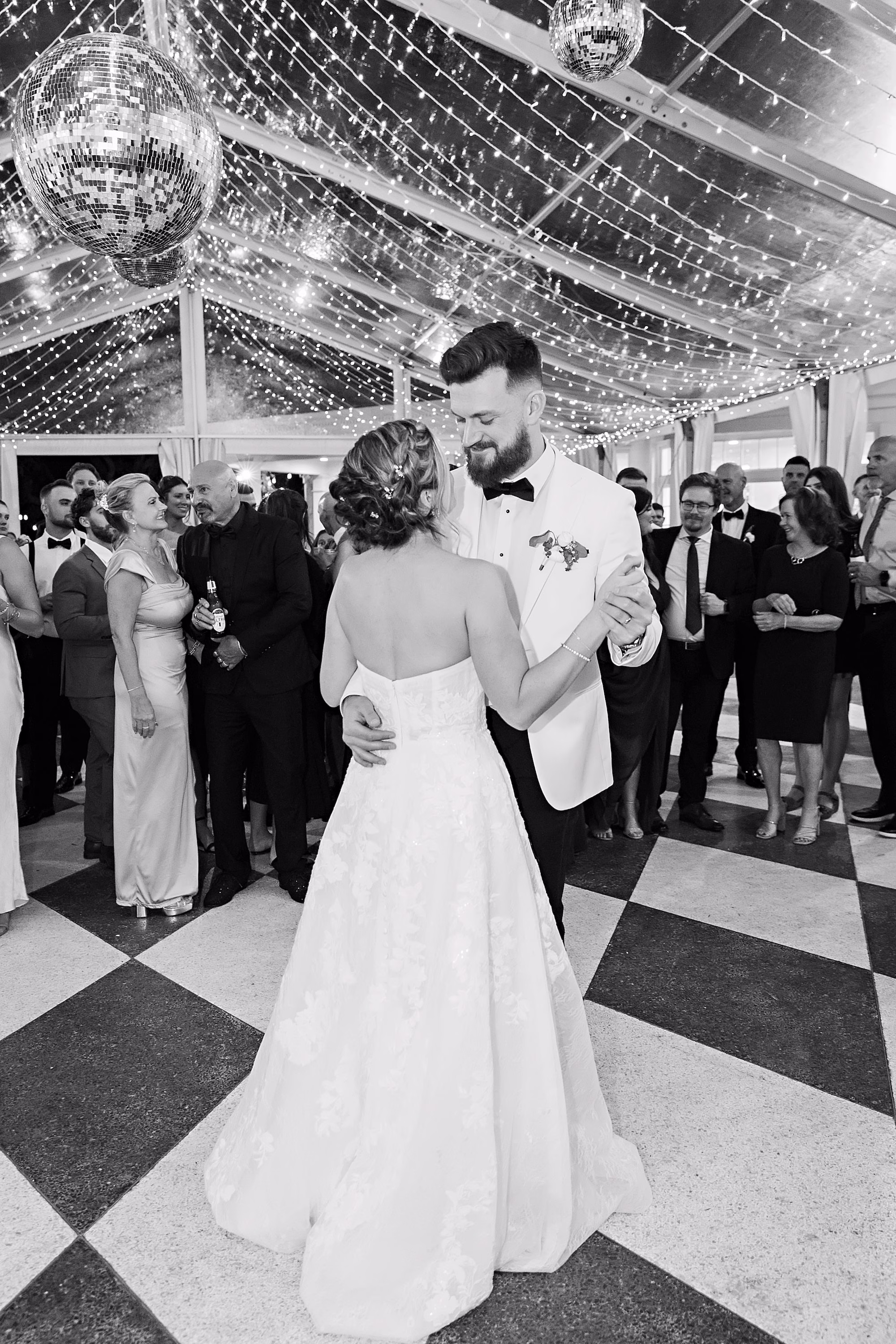 31Timeless Black and White Wedding Ideas - Timeless, Black and White Wedding | Tampa Yacht and Country Club Bride and Groom First Dance Wedding Portrait | Tampa Bay Photographer Limelight Photography