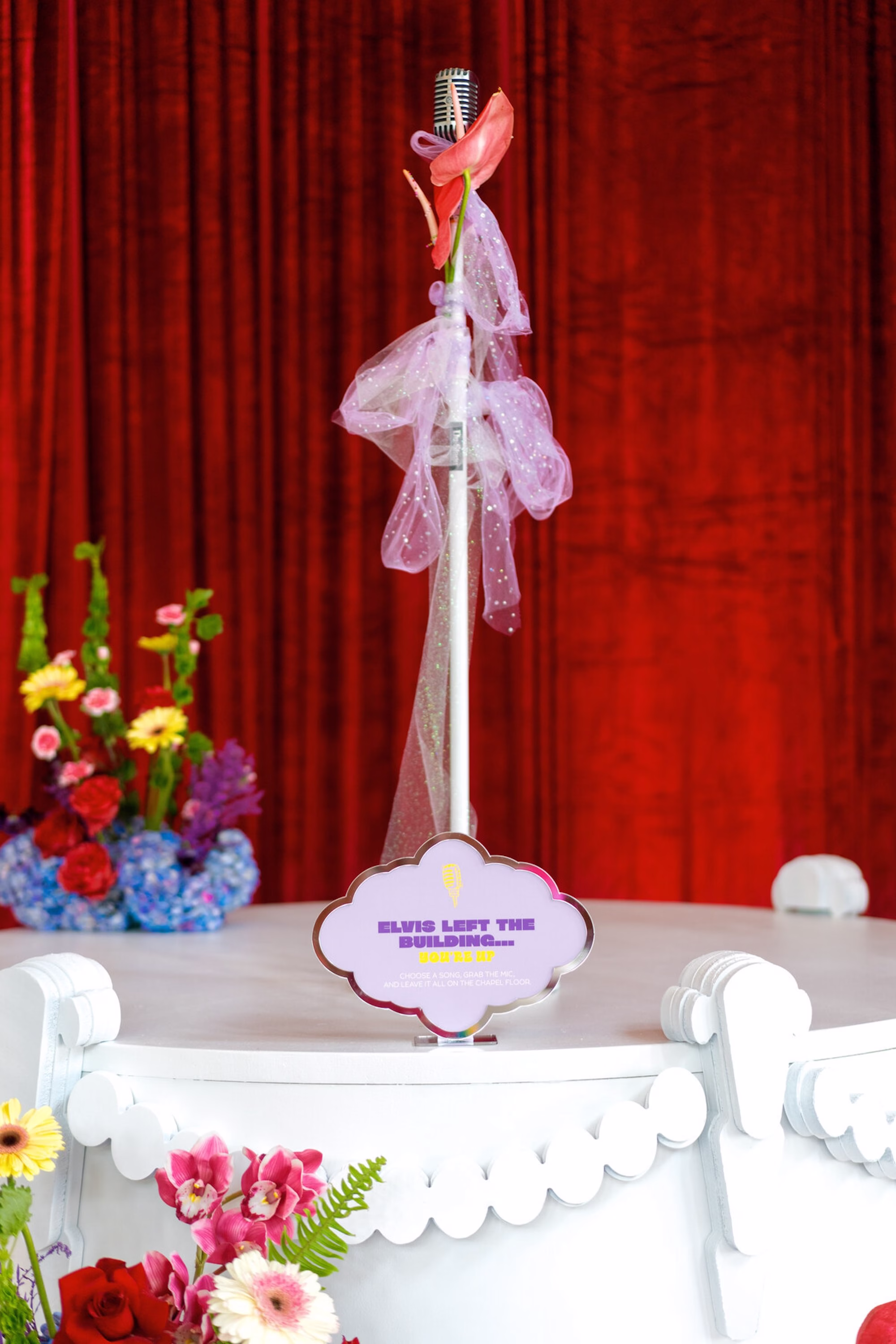 31Whimsical Red Las Vegas Pink Pony Club Inspired Wedding - Bold and Vibrant Same-Sex Ybor City Wedding Inspiration | Hotel Haya Whimsical Red Las Vegas Pink Pony Club Inspired Wedding Ceremony Decor Ideas