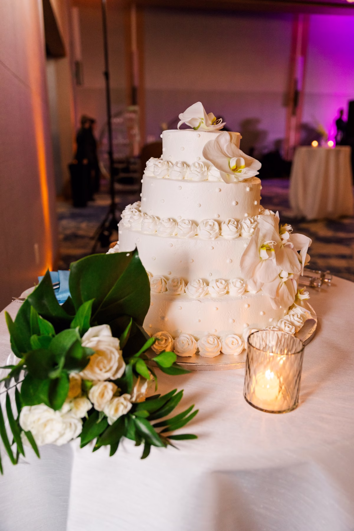 Four-Tiered Round White Wedding Cake ideas