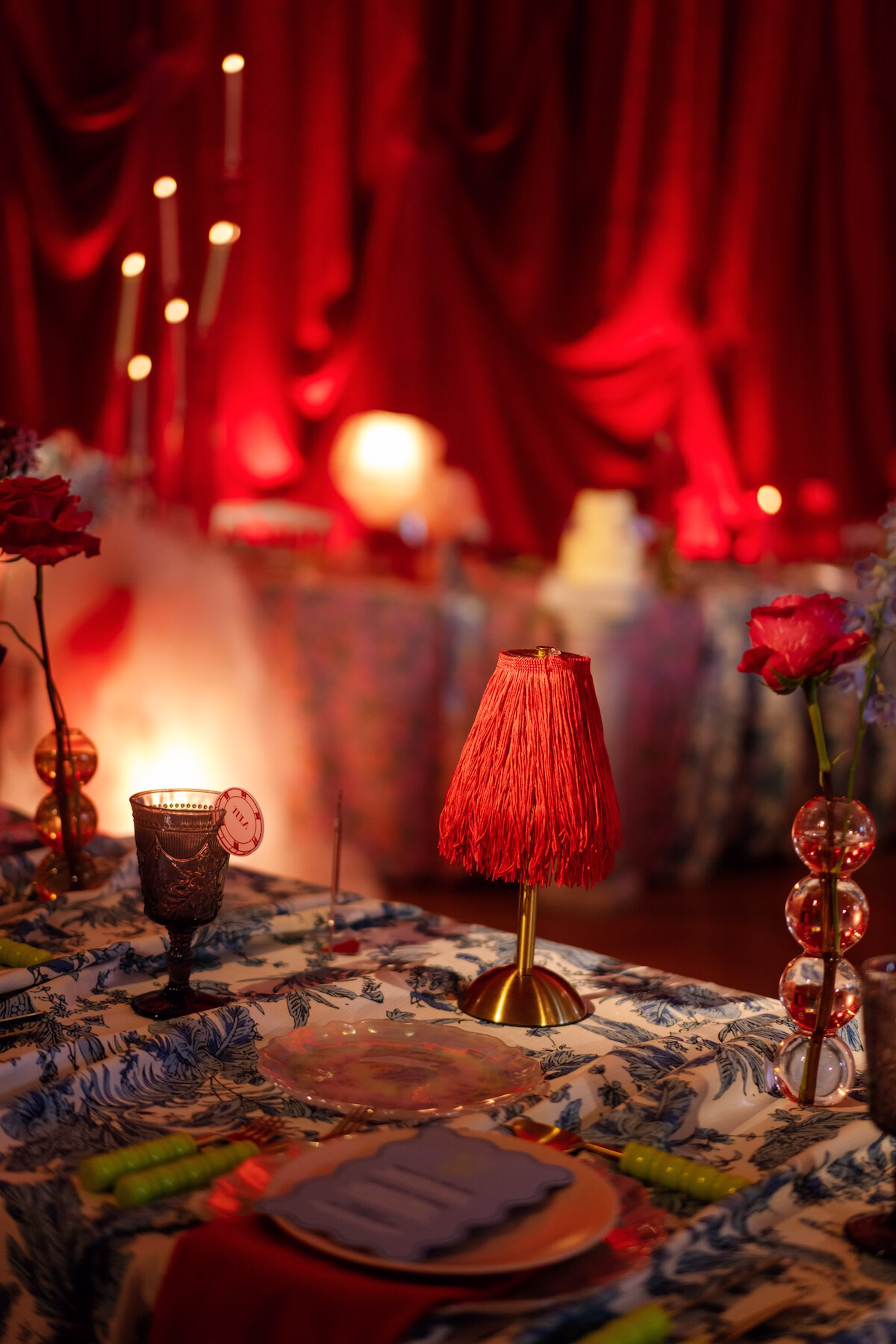 43Whimsical Red Las Vegas Pink Pony Club Inspired Wedding - Bold and Vibrant Same-Sex Ybor City Wedding Inspiration | Hotel Haya Whimsical Red Las Vegas Pink Pony Club Wedding Reception Table Decor Ideas