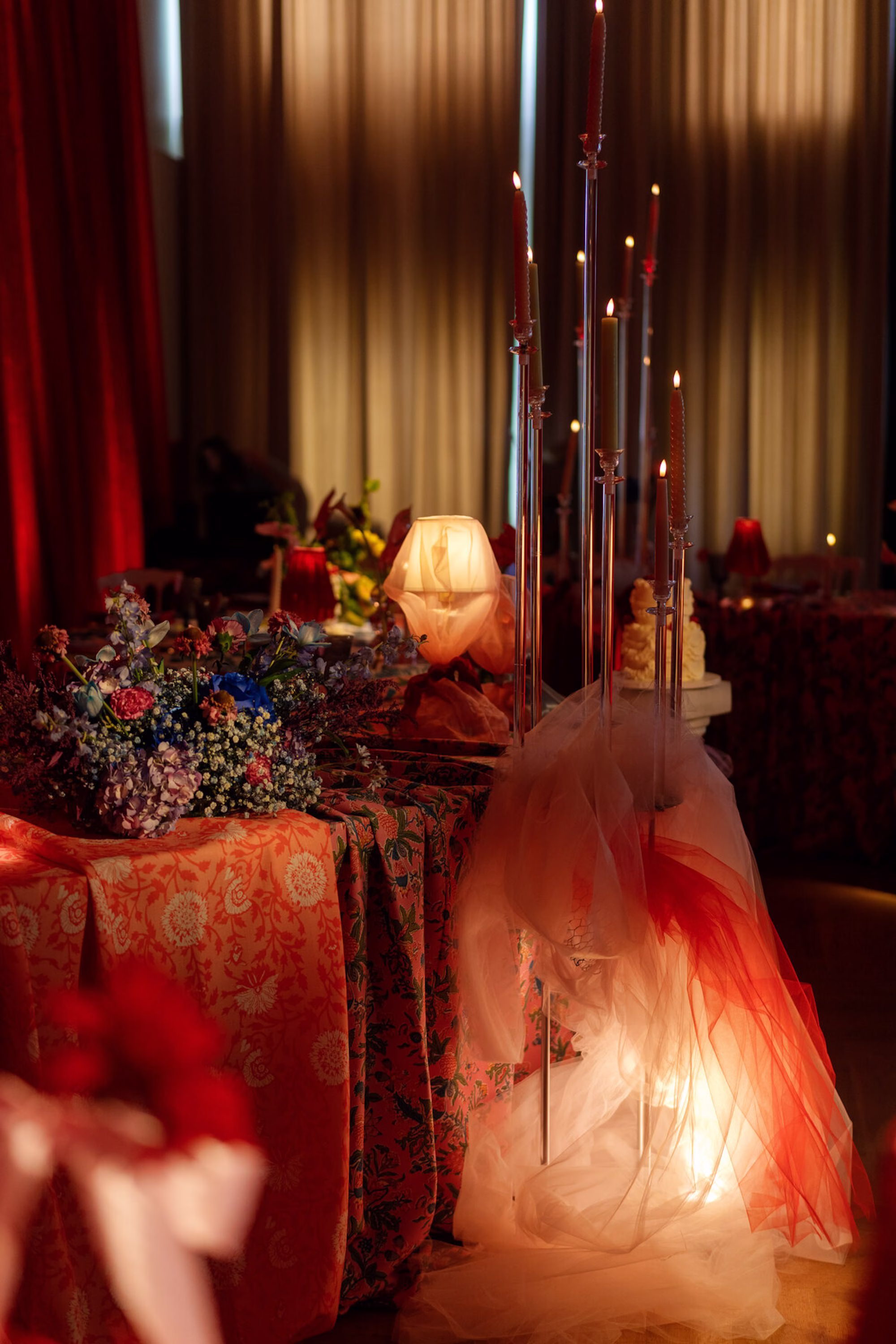 51Whimsical Red Las Vegas Pink Pony Club Inspired Wedding - Bold and Vibrant Same-Sex Ybor City Wedding Inspiration | Hotel Haya Whimsical Red Las Vegas Pink Pony Club Wedding Reception Decor Ideas