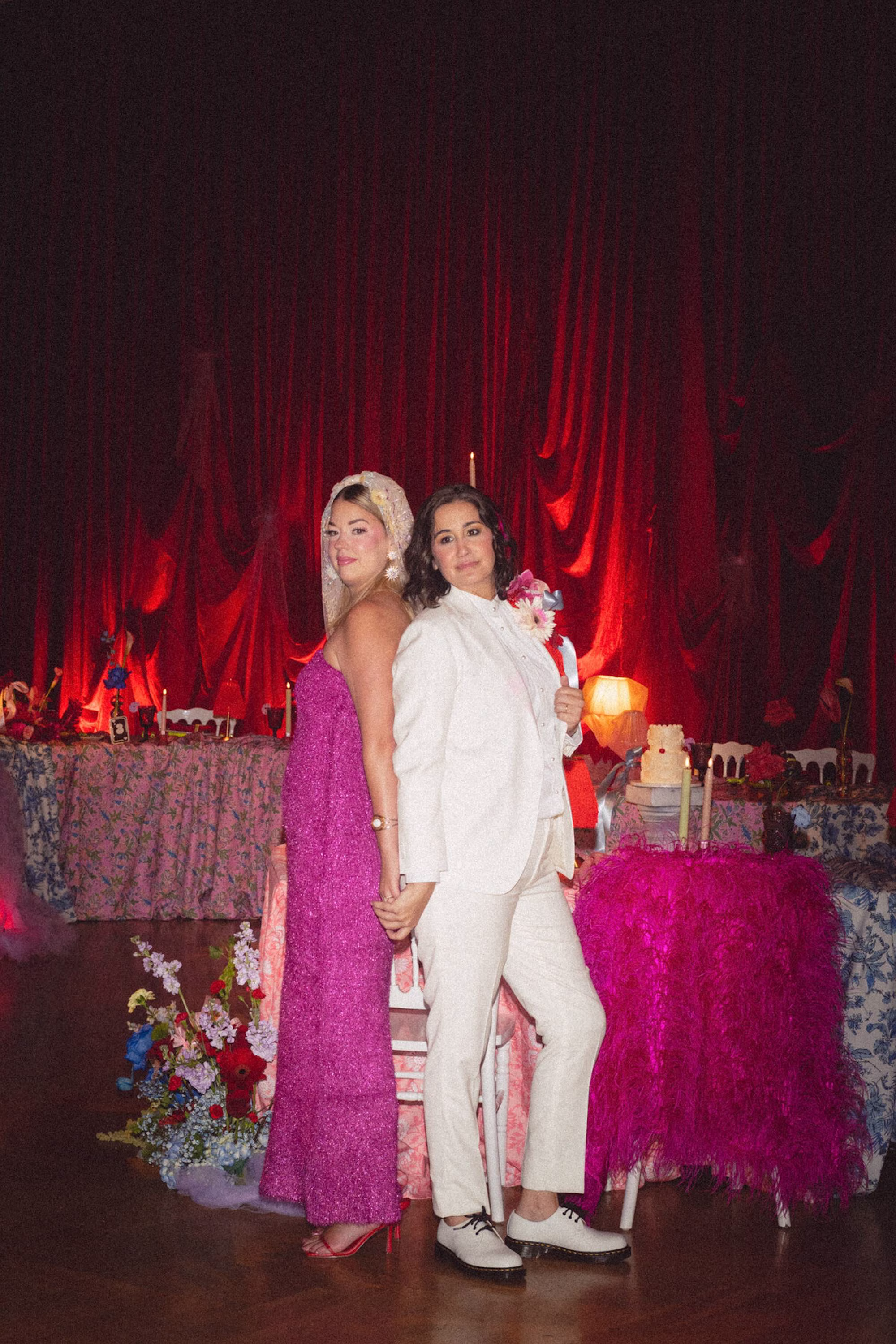 60Whimsical Red Las Vegas Pink Pony Club Inspired Wedding - Bold and Vibrant Same-Sex Ybor City Wedding Inspiration | Hotel Haya Bride and Bride Wedding Portrait