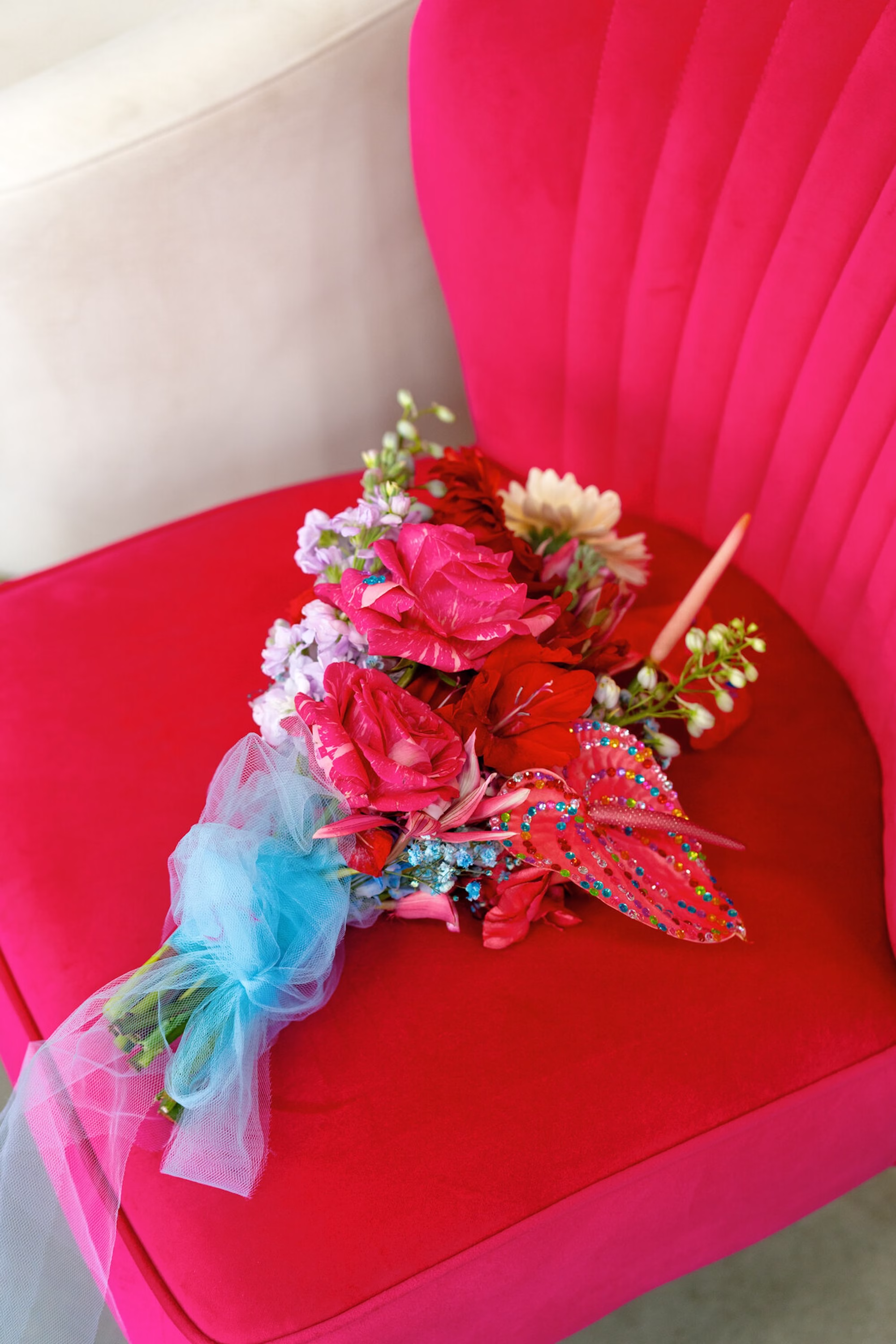 6Whimsical Red Las Vegas Pink Pony Club Inspired Wedding - Bold and Vibrant Same-Sex Ybor City Wedding Inspiration | Hotel Haya Whimsical Bridal Bouquet Inspiration
