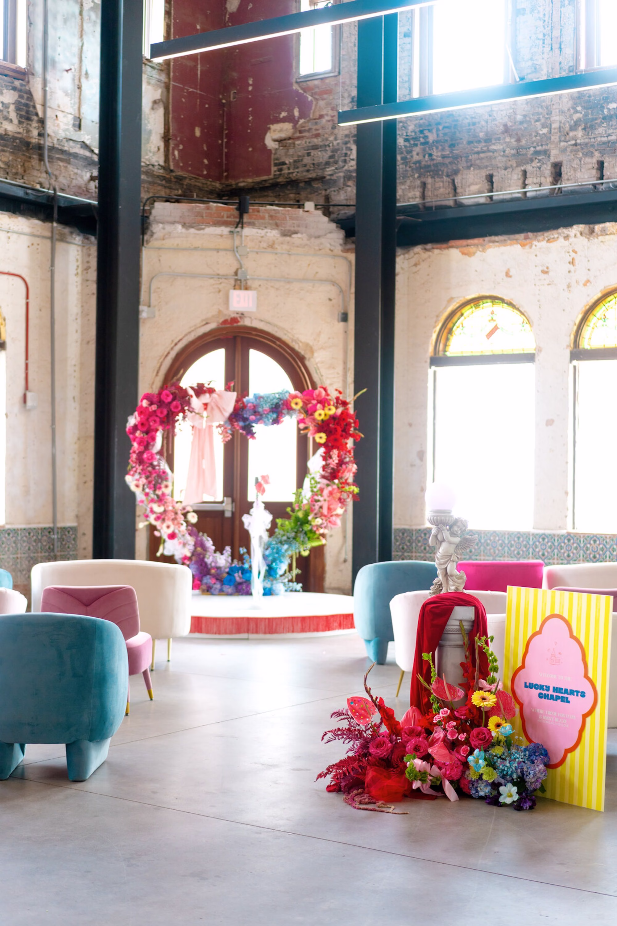 7Whimsical Red Las Vegas Pink Pony Club Inspired Wedding Tampa Venue Hotel Haya - Bold and Vibrant Same-Sex Ybor City Wedding Inspiration | Hotel Haya Whimsical Red Las Vegas Pink Pony Club Inspired Wedding Ceremony Decor Ideas | Tampa Bay Venue Hotel Haya | Planner Wilder Mind Events | Kate Ryan Event Rentals