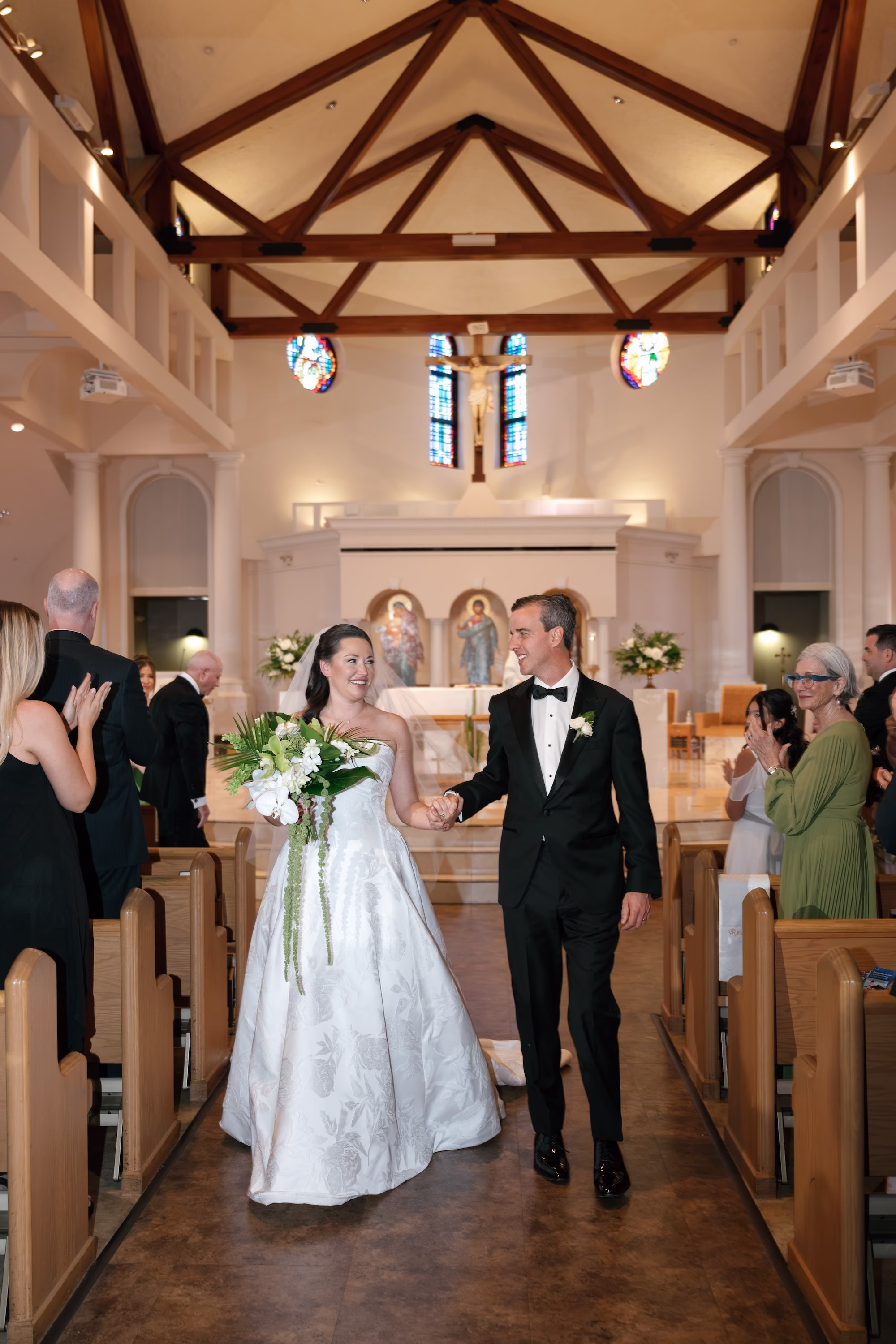 19Tropical Green Florida Wedding Ideas Ceremony Venue St. Raphael Catholic Church - Tropical, Green Downtown St. Pete Wedding | Poynter Institute Bride and Groom Just Married Traditional Catholic Church Wedding Ceremony Portrait | St Pete Traditional Wedding Ceremony Venue St. Raphael's Catholic Church | Tampa Bay Photographer Dewitt For Love