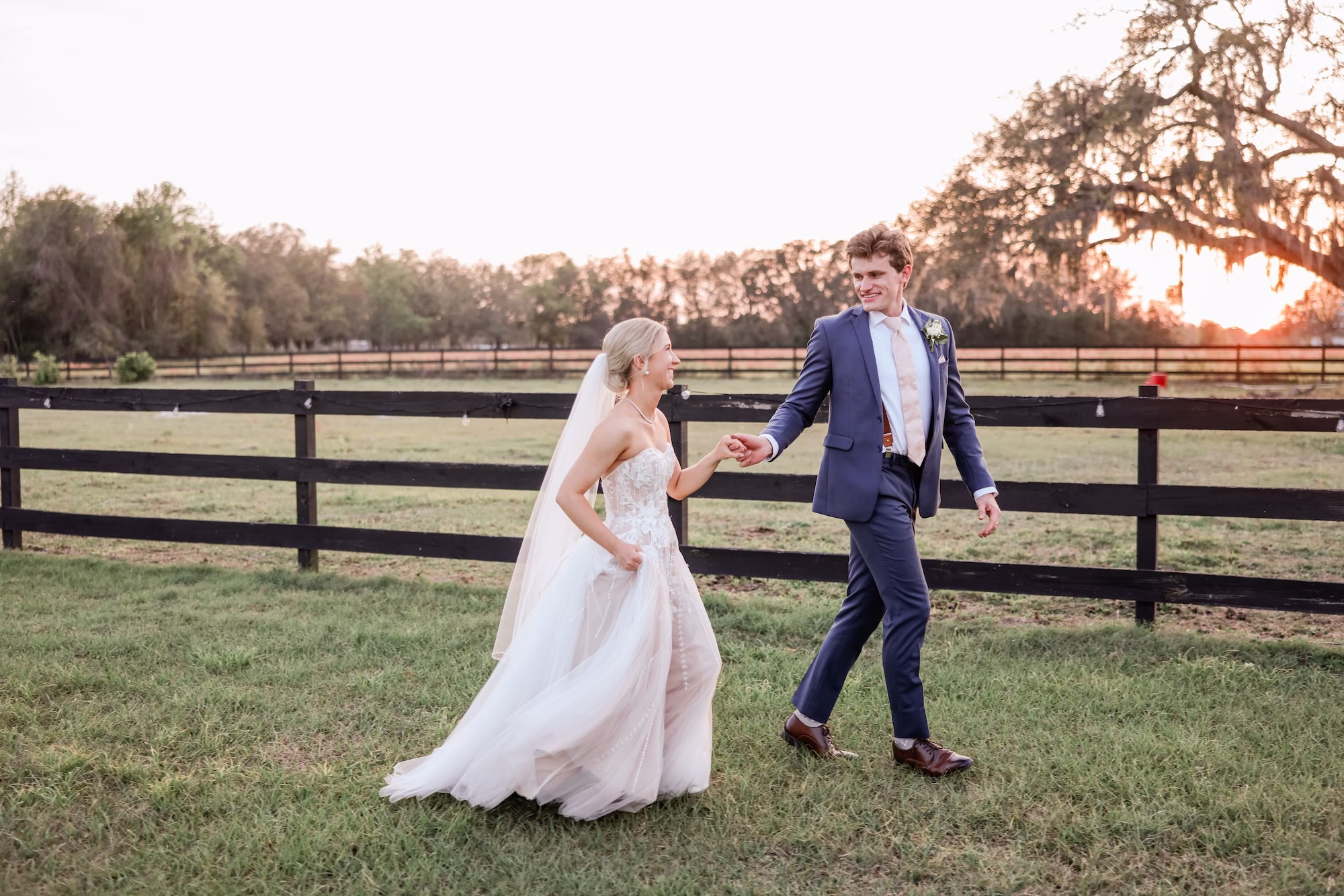 Bride and Groom Estate Golden Hour Wedding Portrait | Clearwater Photographer Lifelong Photography Studio | Tampa Bay Event Venue Legacy Lane Weddings