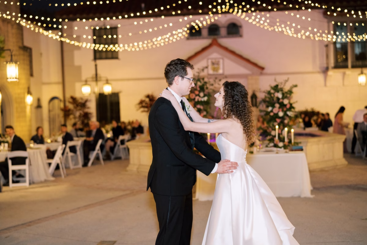 Bride and Groom First Dance Wedding Portrait | Bradenton Event Venue The Bishop Museum of Science and Nature | DJ Graingertainment
