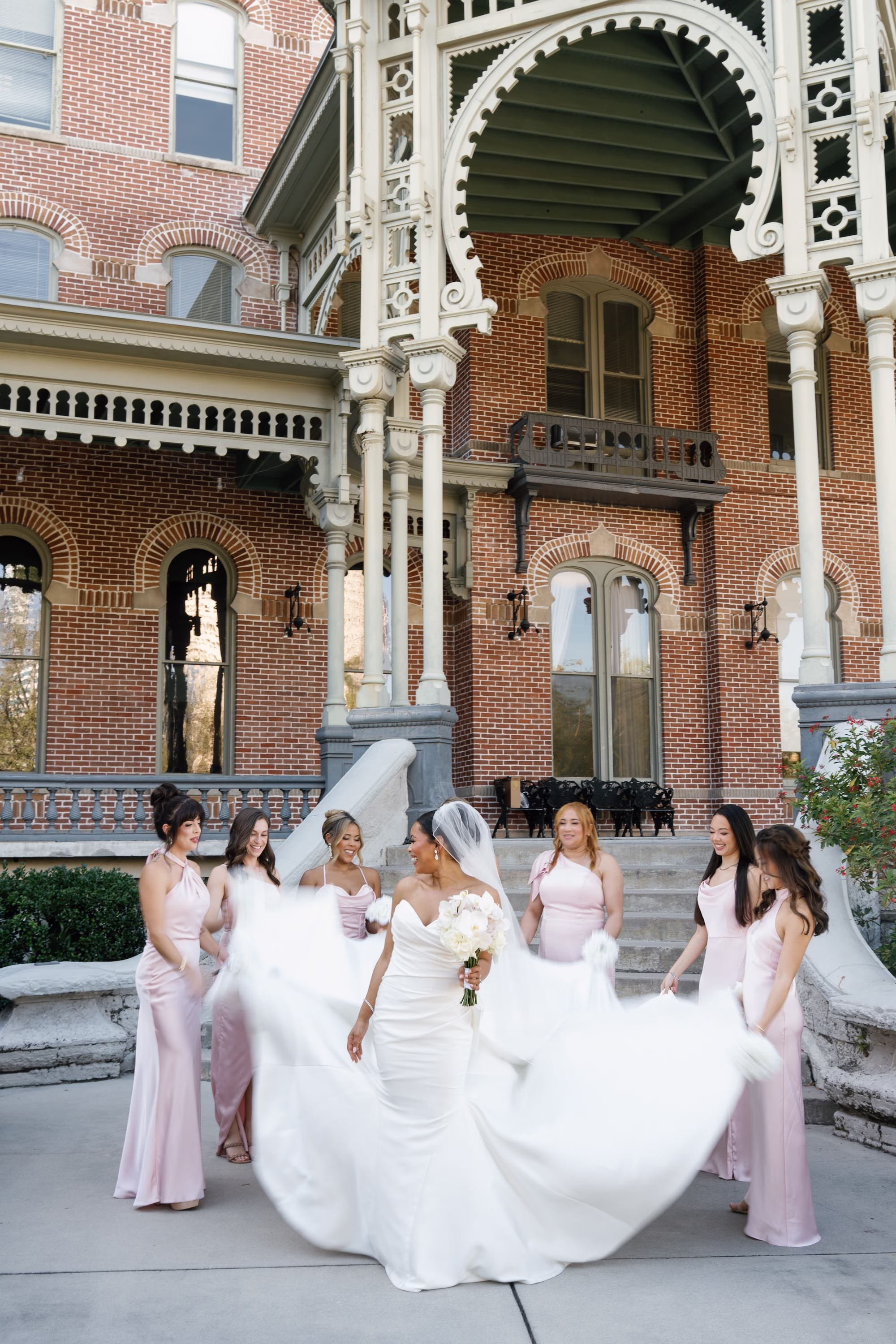 12Timeless Black and White Wedding Inspiration University of Tampa - Modern Black and White Wedding | Tampa Museum of Art Bride and Bridesmaid Wedding Portrait | Event Venue University of Tampa