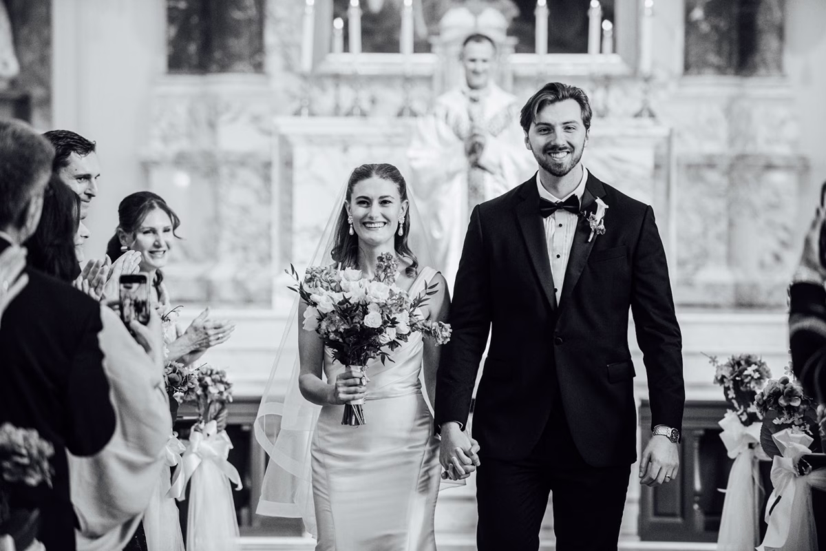 15Elegant Blue Coastal Waterfront Florida Wedding Ideas - Elegant Blue and White Tampa Wedding | The CURRENT Bride and Groom Just Married Wedding Portrait