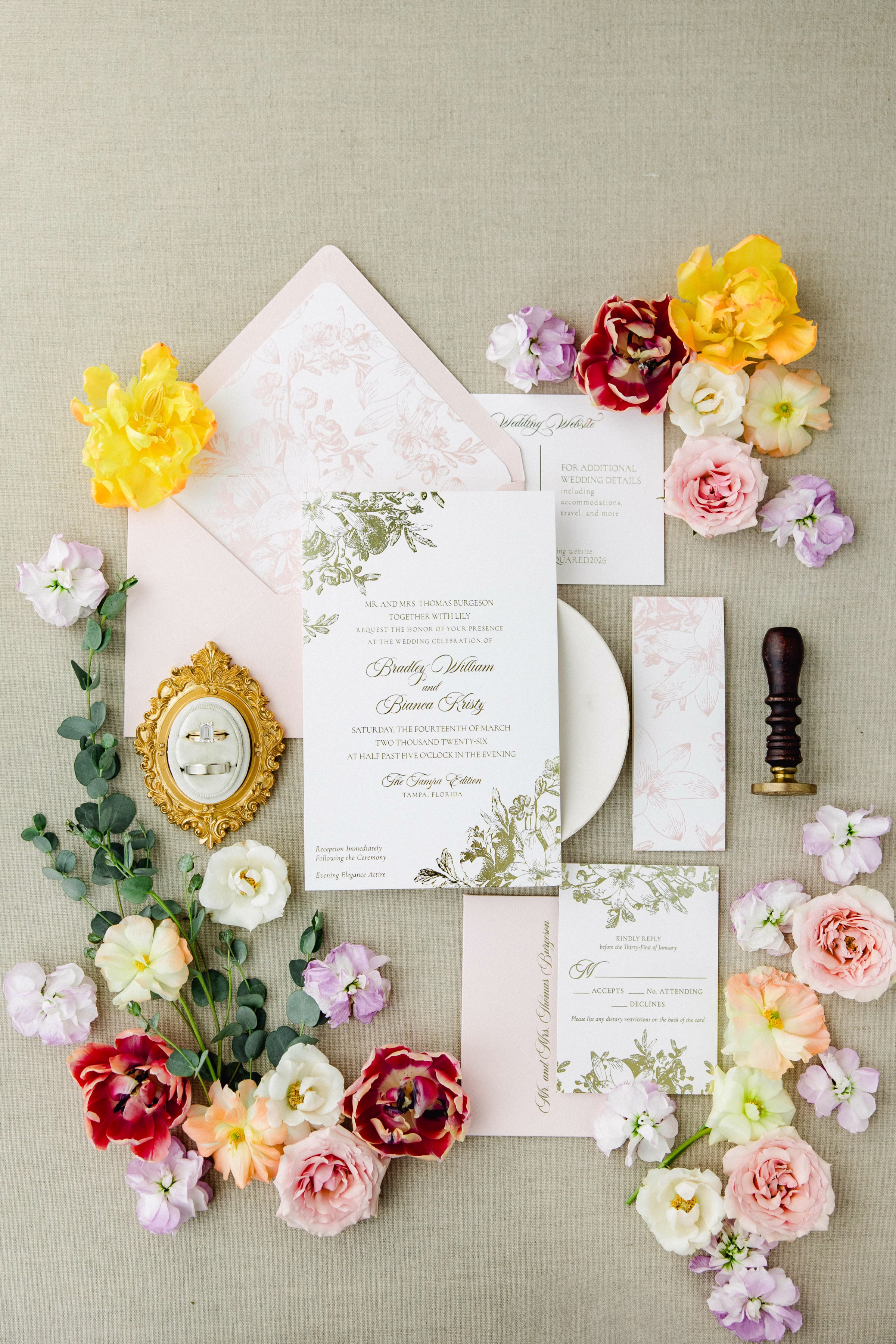 Elegant Colorful Pastel Spring Garden Wedding Invitation Suite Inspiration