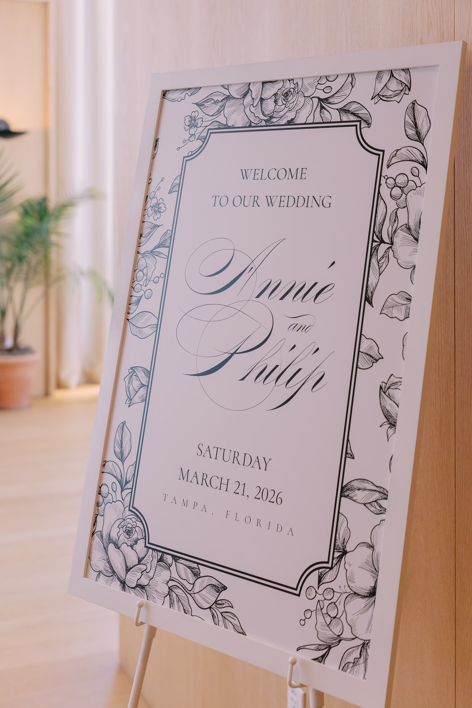 Timeless Black and White Wedding Reception Welcome Sign Display Decor Inspiration