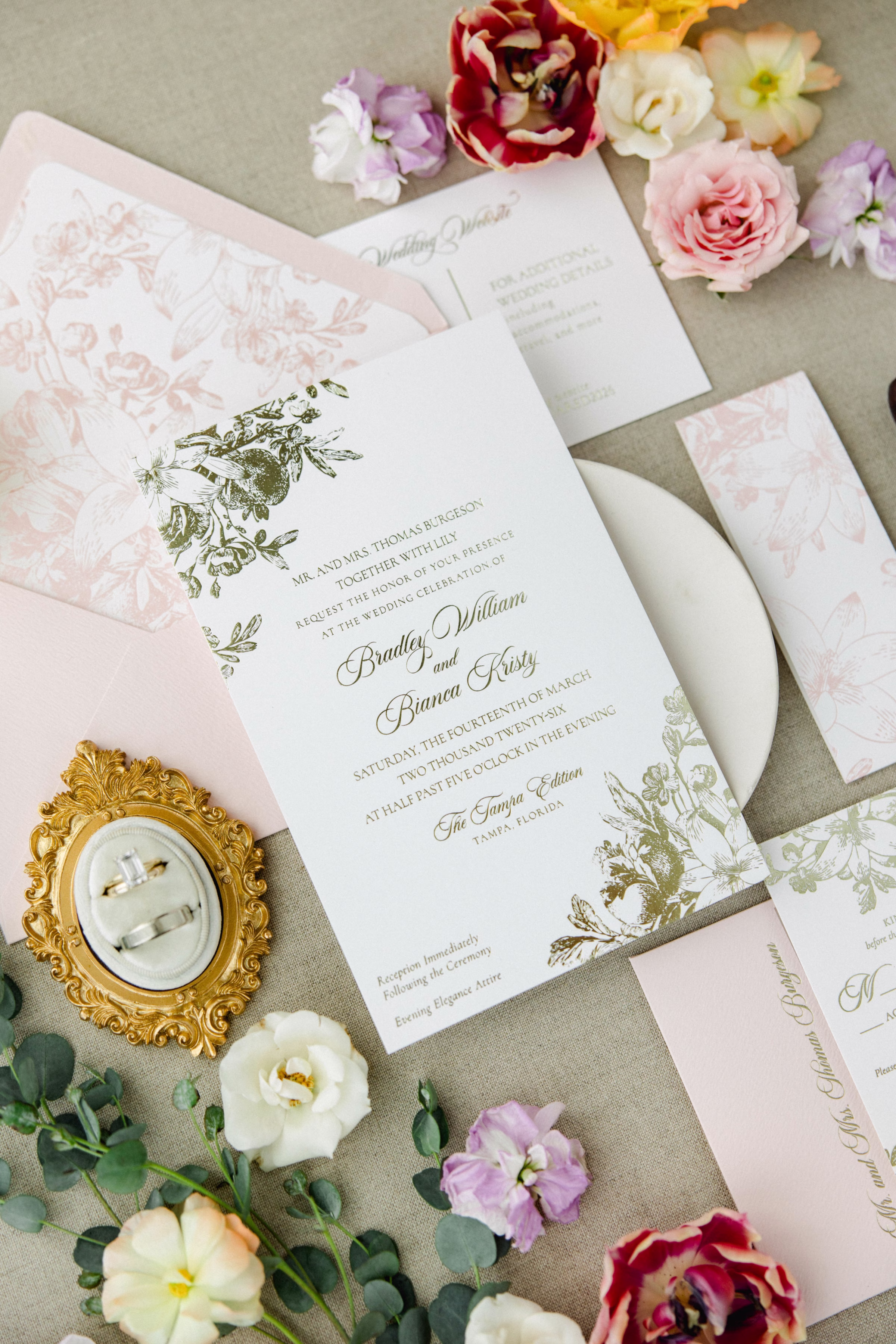 Elegant Colorful Pastel Spring Garden Wedding Invitation Suite Inspiration