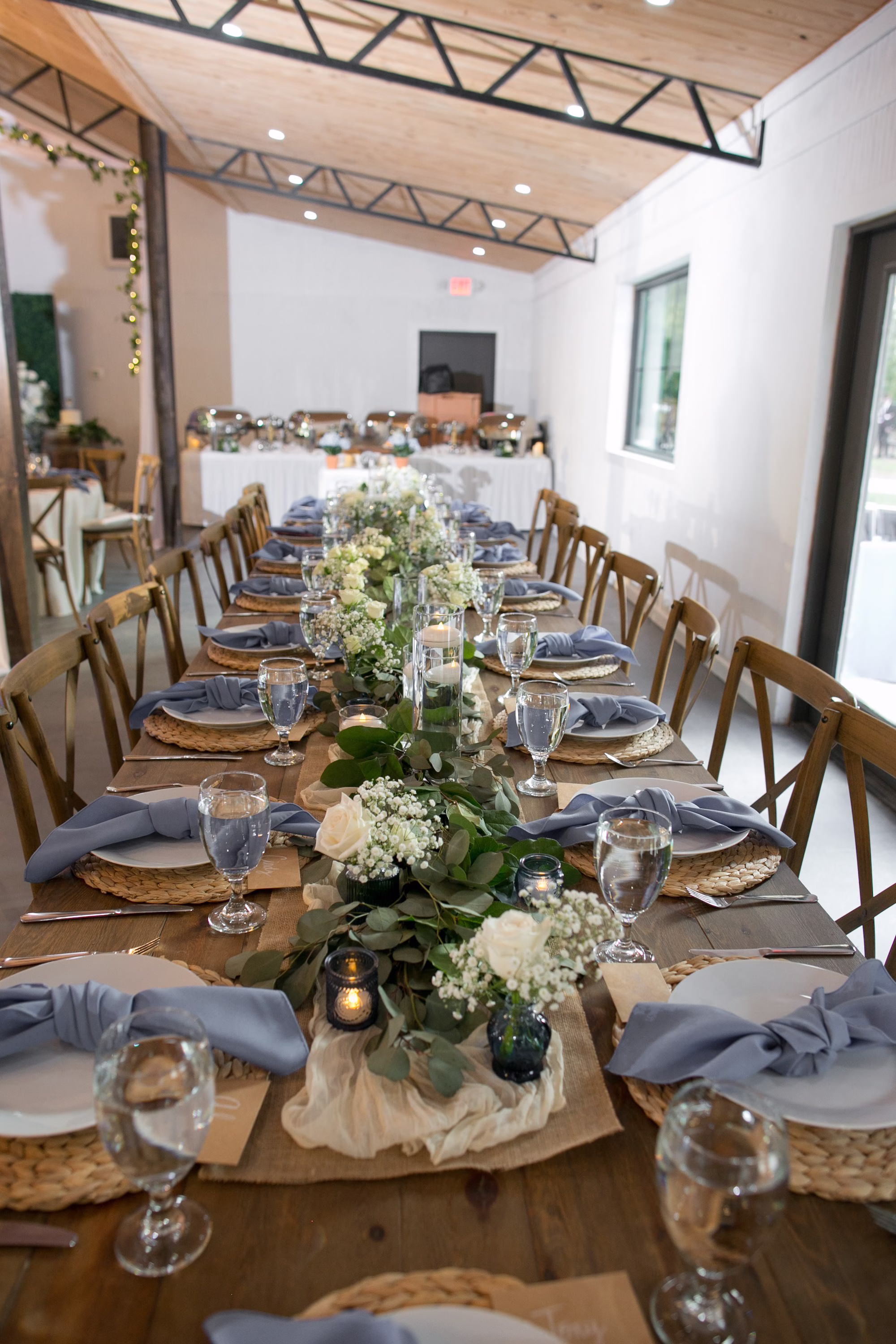 33Elegant Dusty Blue Rustic Wedding Ideas - Ivory and Dusty Blue Rustic Wedding | Lithia Acres Barn Elegant Dusty Blue Rustic Wedding Reception Decor Ideas | Tampa Bay | Lithia Event Venue Acres Barn | Florist La Maison Des Fleurs
