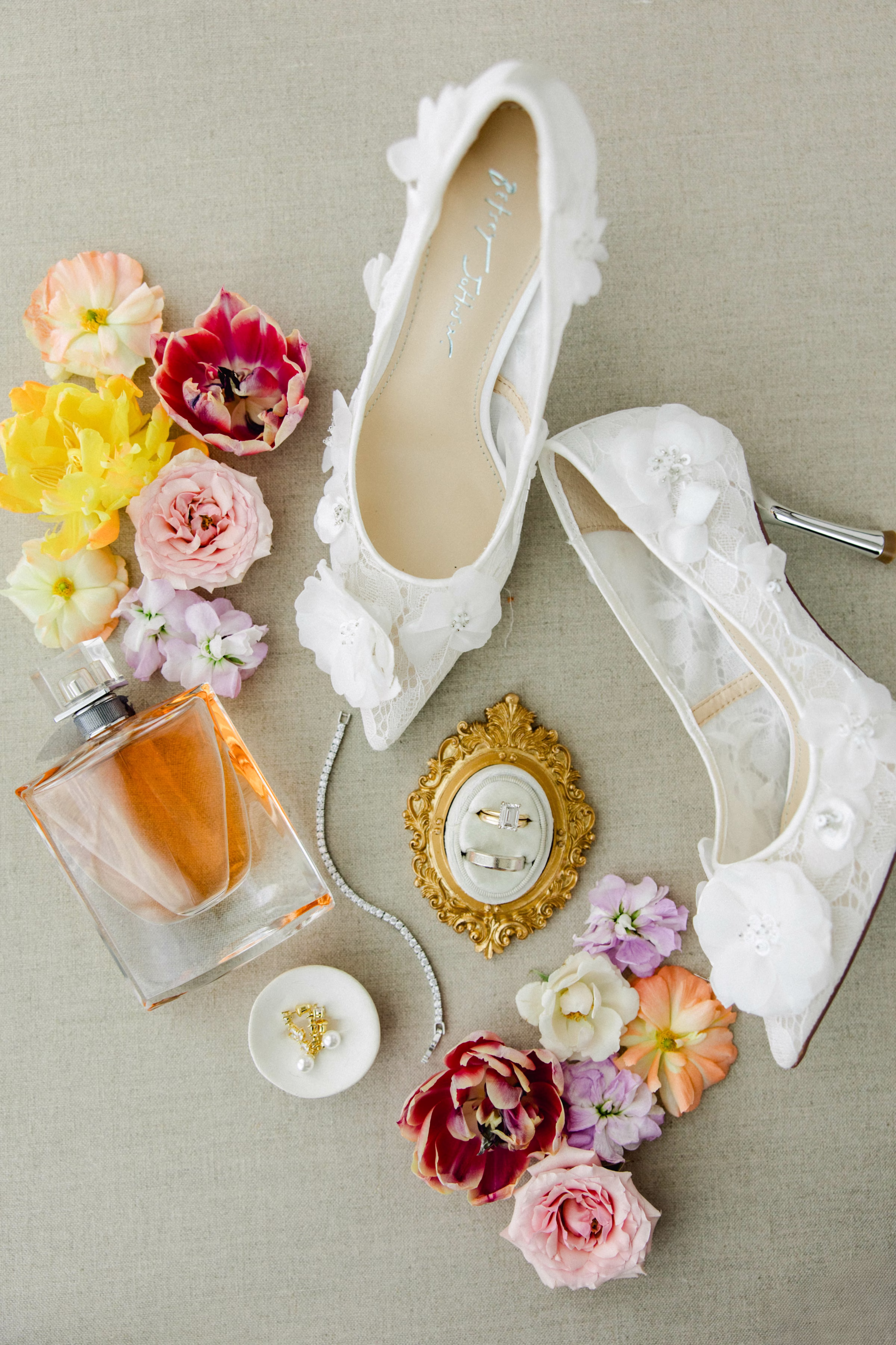 White Lace Floral Betsey Johnson Wedding Bridal High Heels Inspiration | Spring Pastel Garden Wedding Ideas