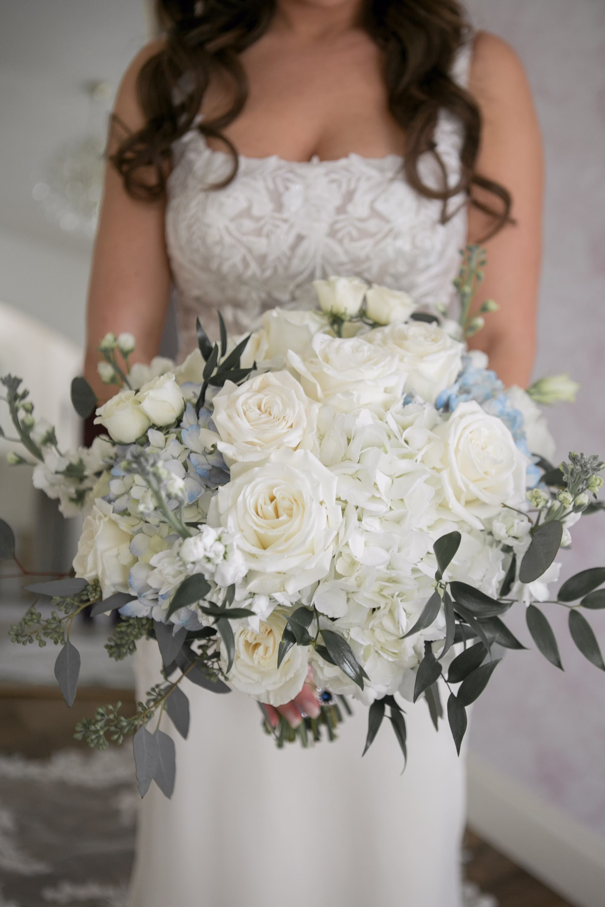 5Elegant Dusty Blue Rustic Wedding Ideas - Ivory and Dusty Blue Rustic Wedding | Lithia Acres Barn Blue and White Bridal Wedding Bouquet Inspiration | Tampa Bay Florist La Maison Des Fleurs