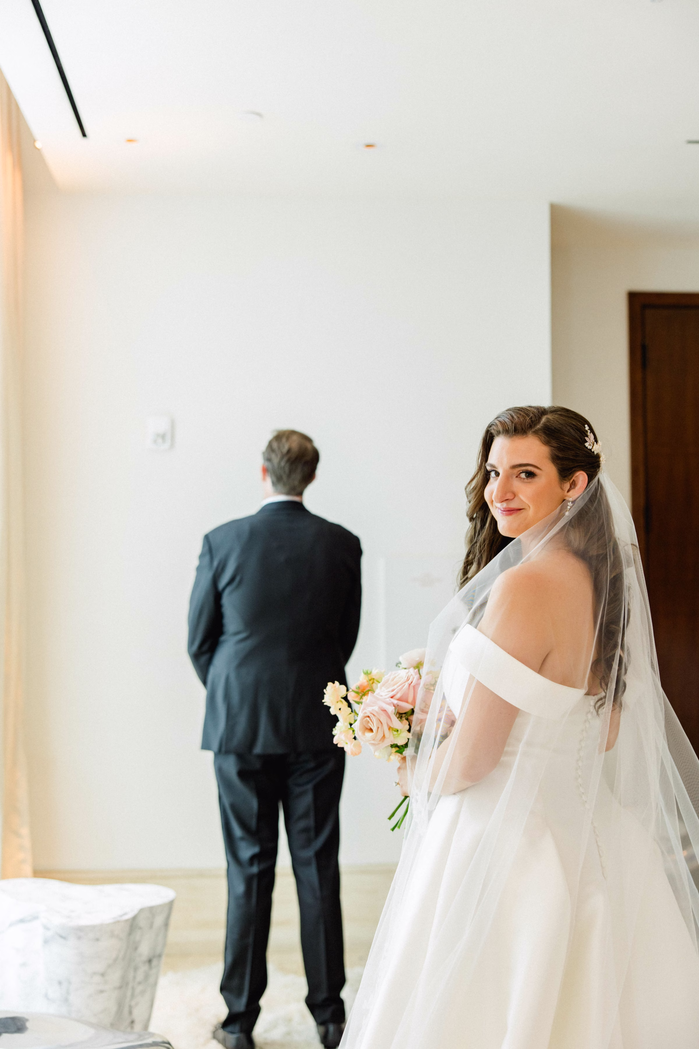 Bride and Groom First Look Wedding Portrait