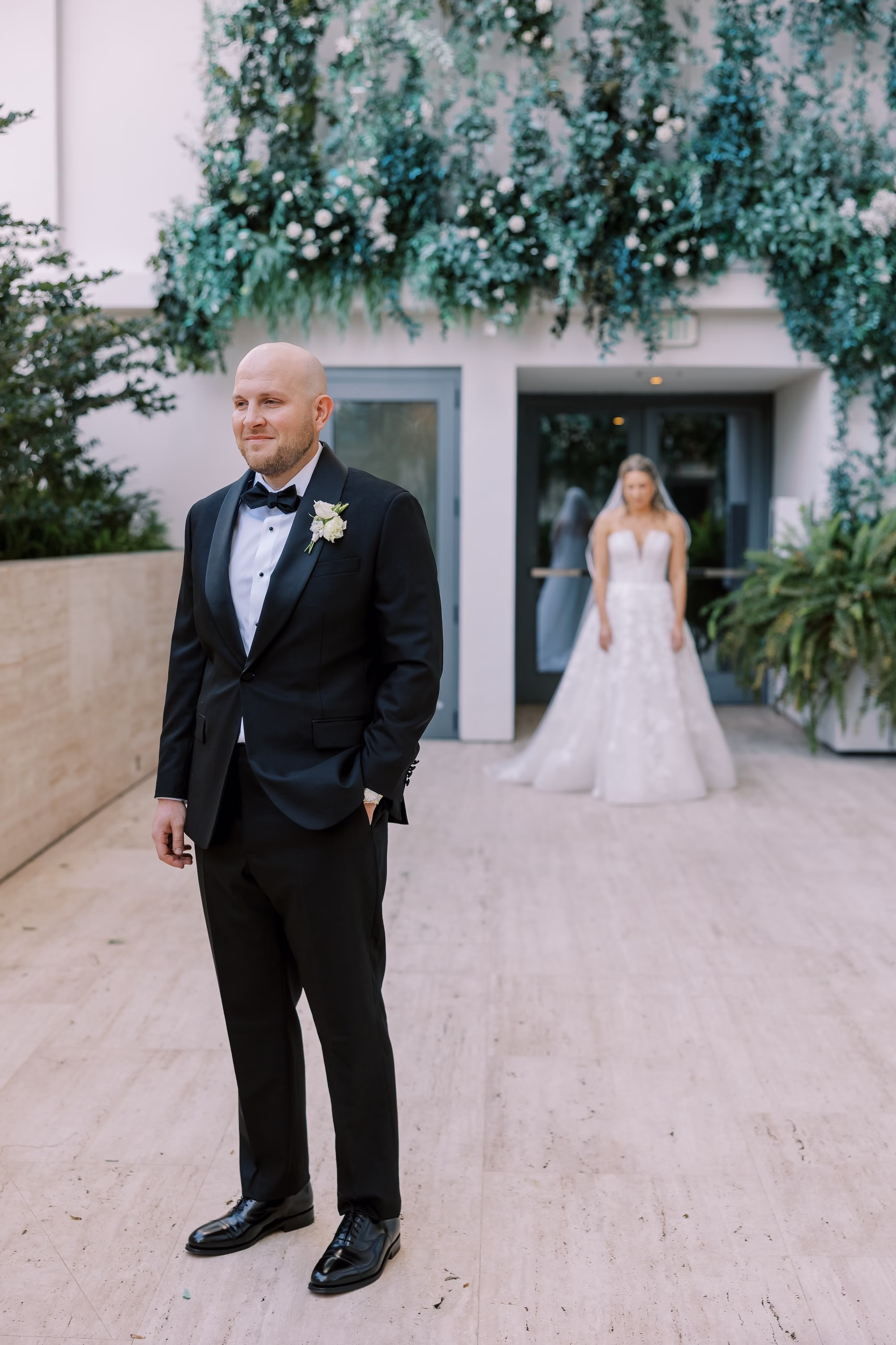 Bride and Groom First Look Wedding Portrait