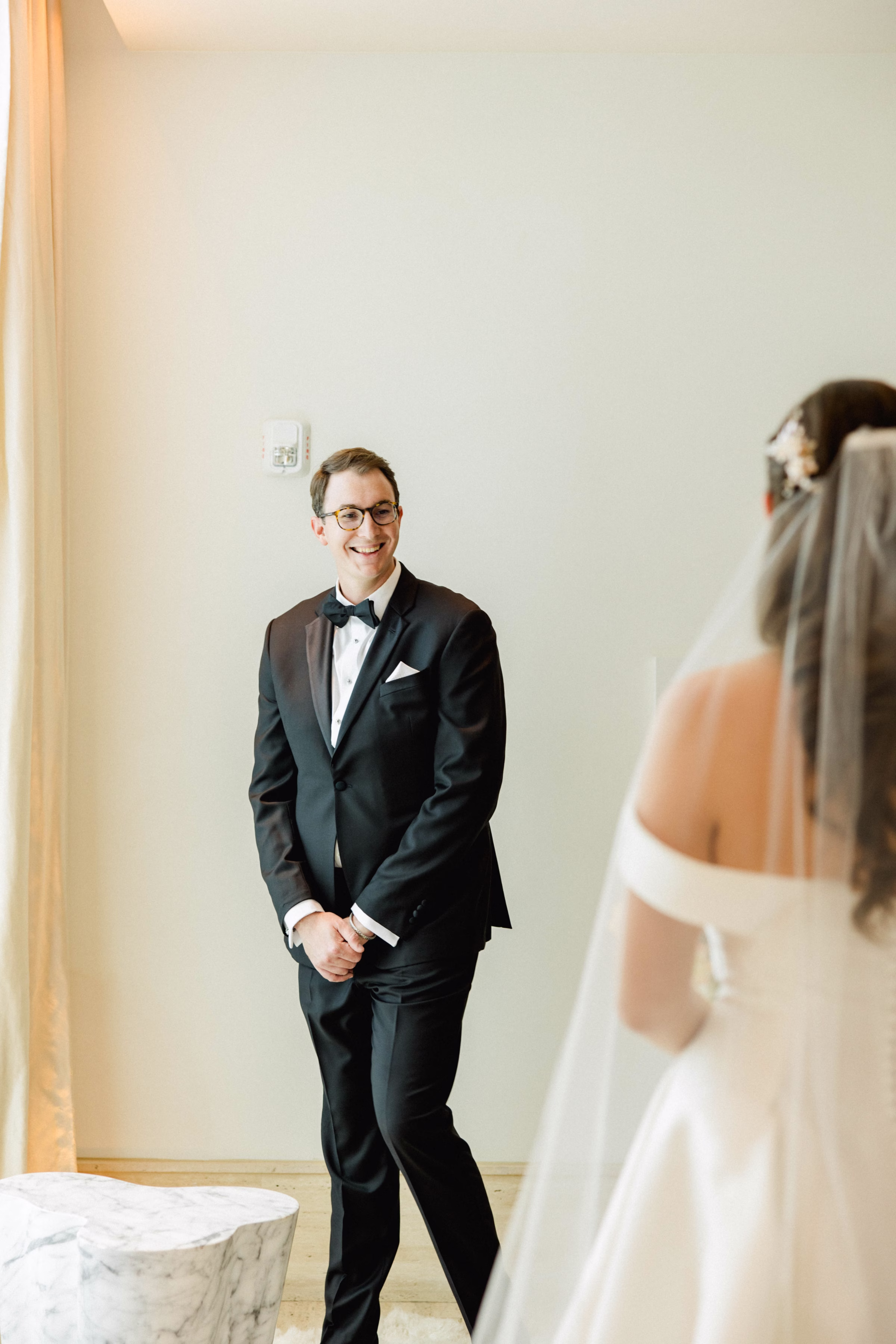 Bride and Groom First Look Wedding Portrait