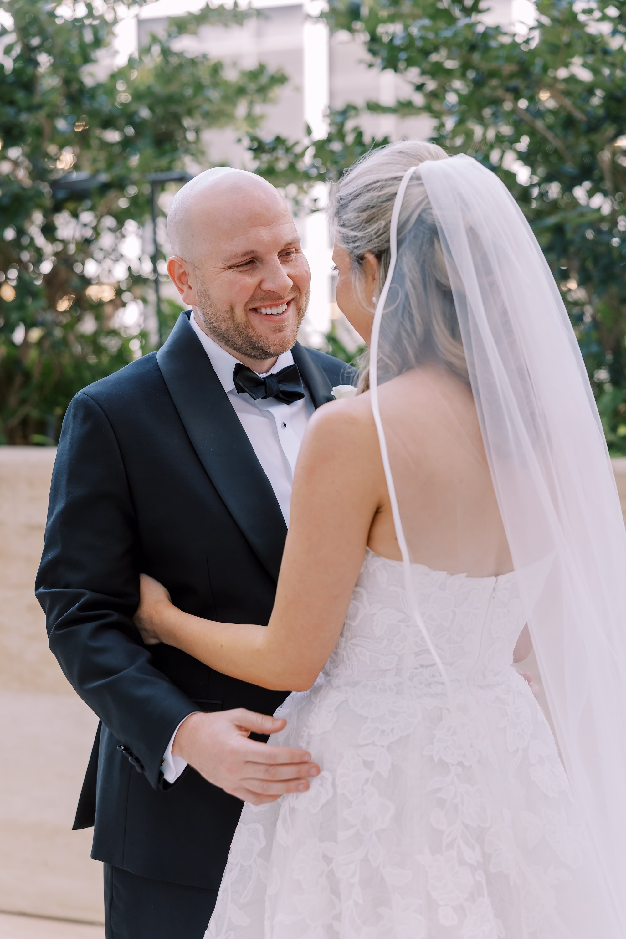 Bride and Groom First Look Wedding Portrait