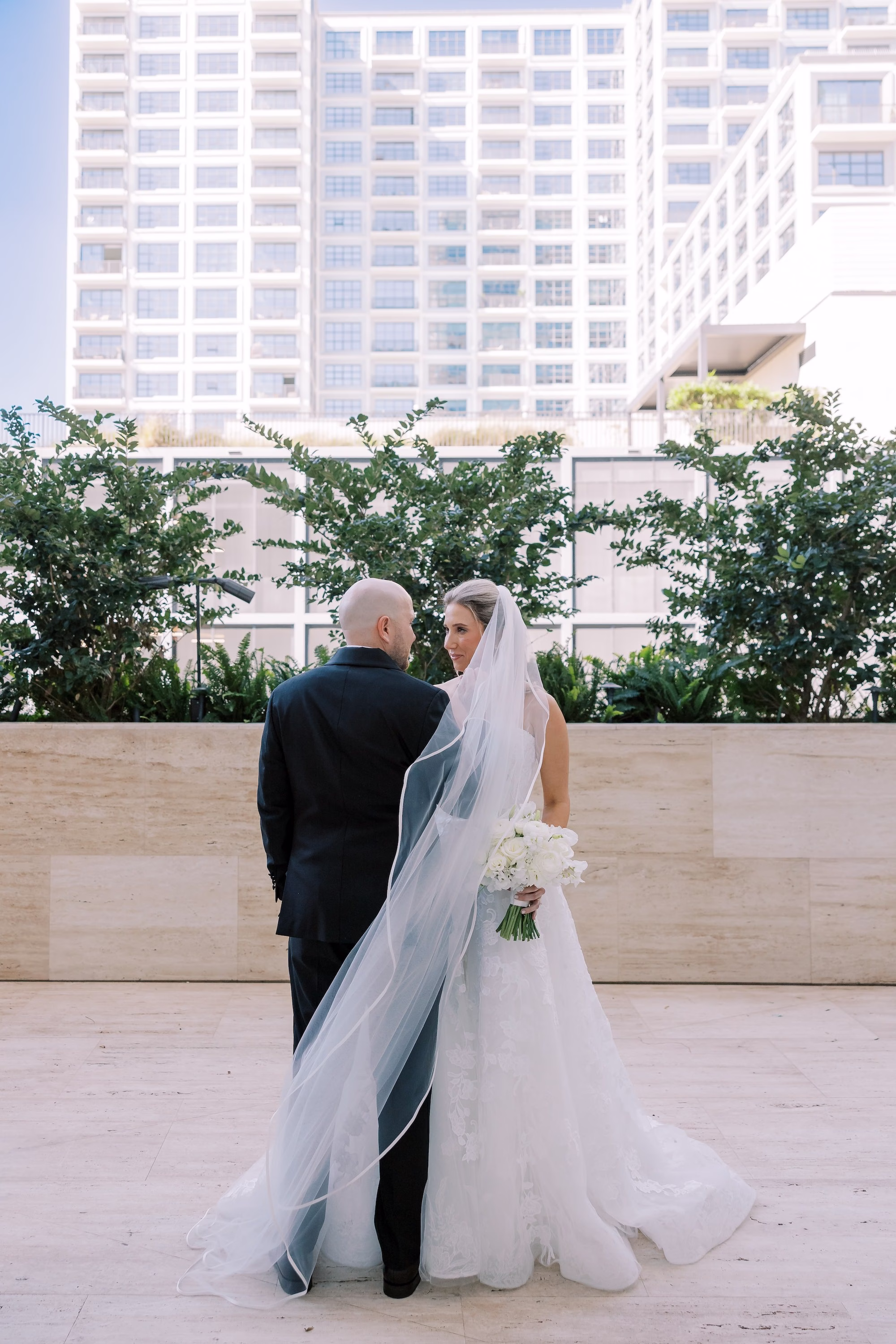 Bride and Groom First Look Wedding Portrait