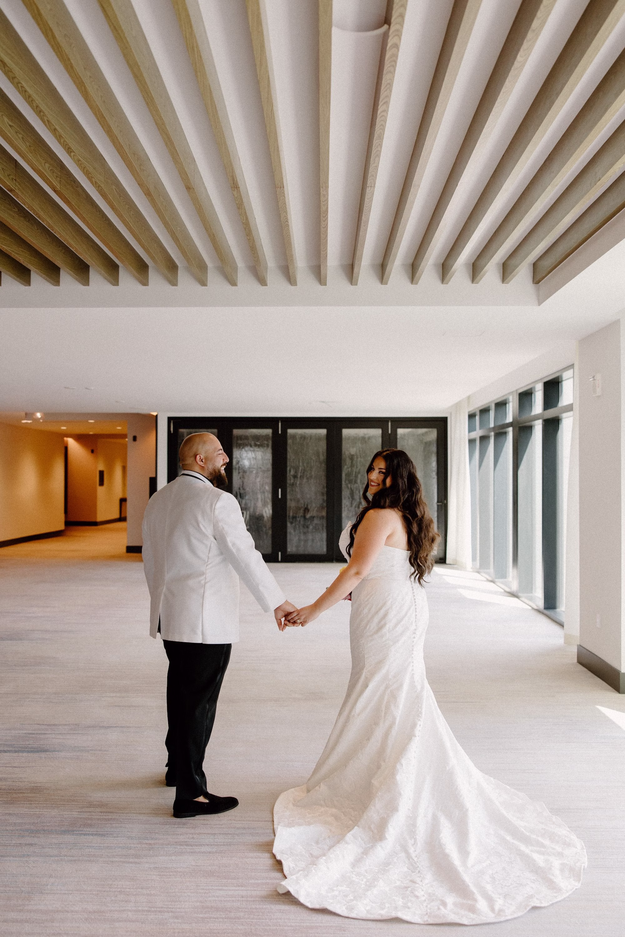 12Whimsical Pastel Spring Orange Yellow and Purple Wedding Inspiration - Whimsical, Colorful Waterfront Wedding | Tampa River Center Bride and Groom Wedding Portrait | Venue Tampa River Center