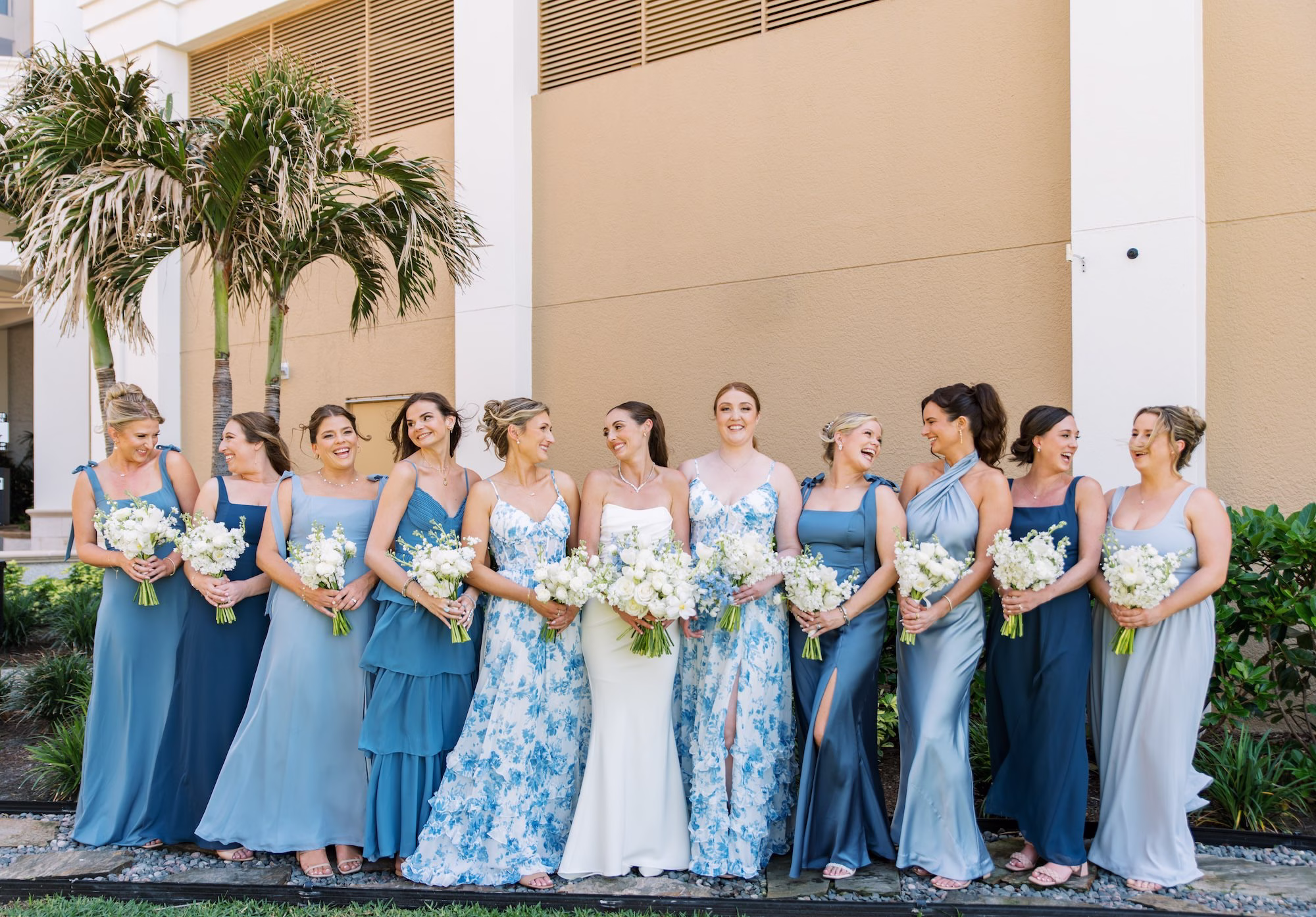 Elegant Coastal Blue Mismatched Bridesmaids Wedding Dress Ideas