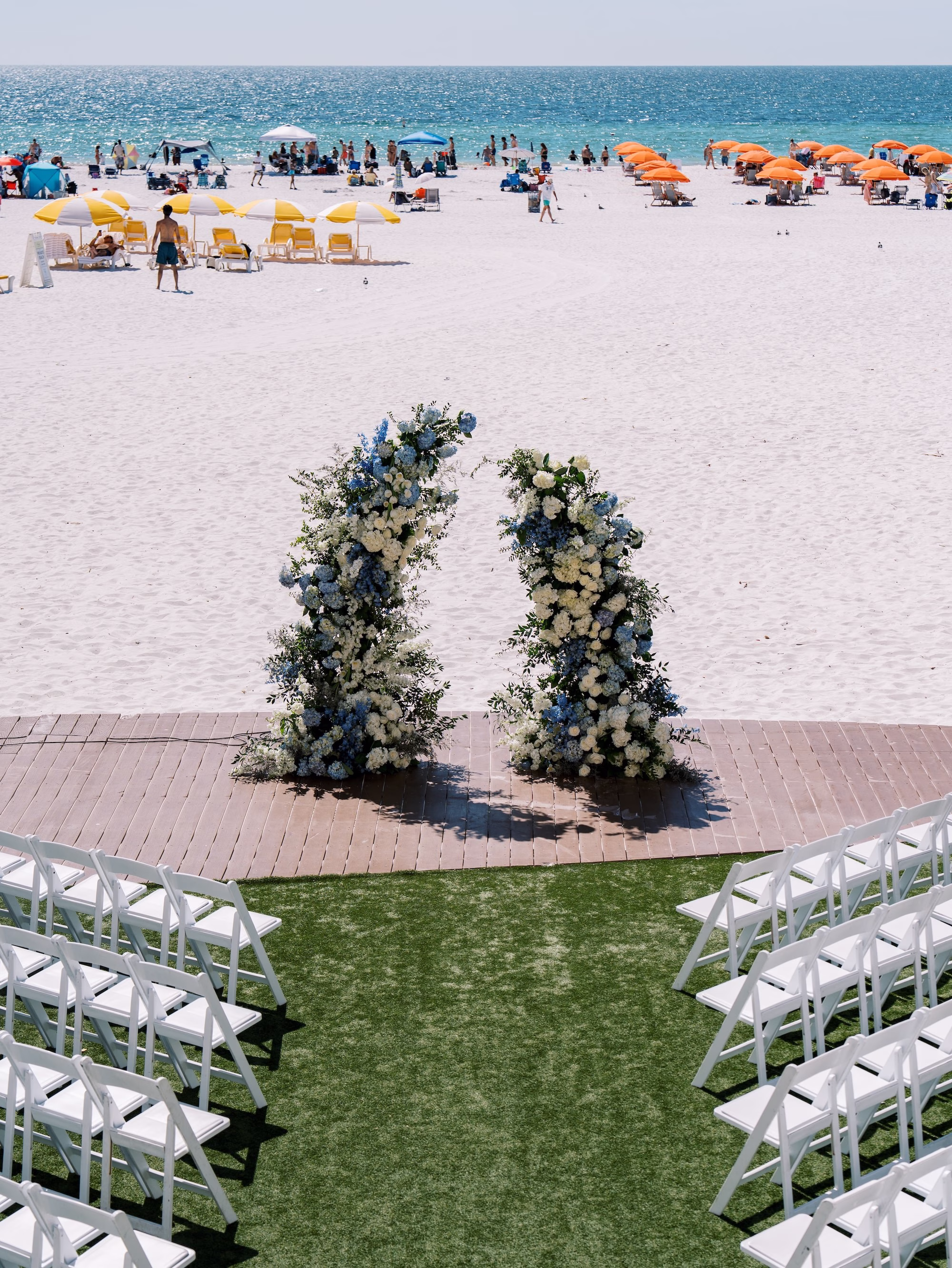 Elegant coastal Blue Wedding Ceremony Arch Decor Ideas