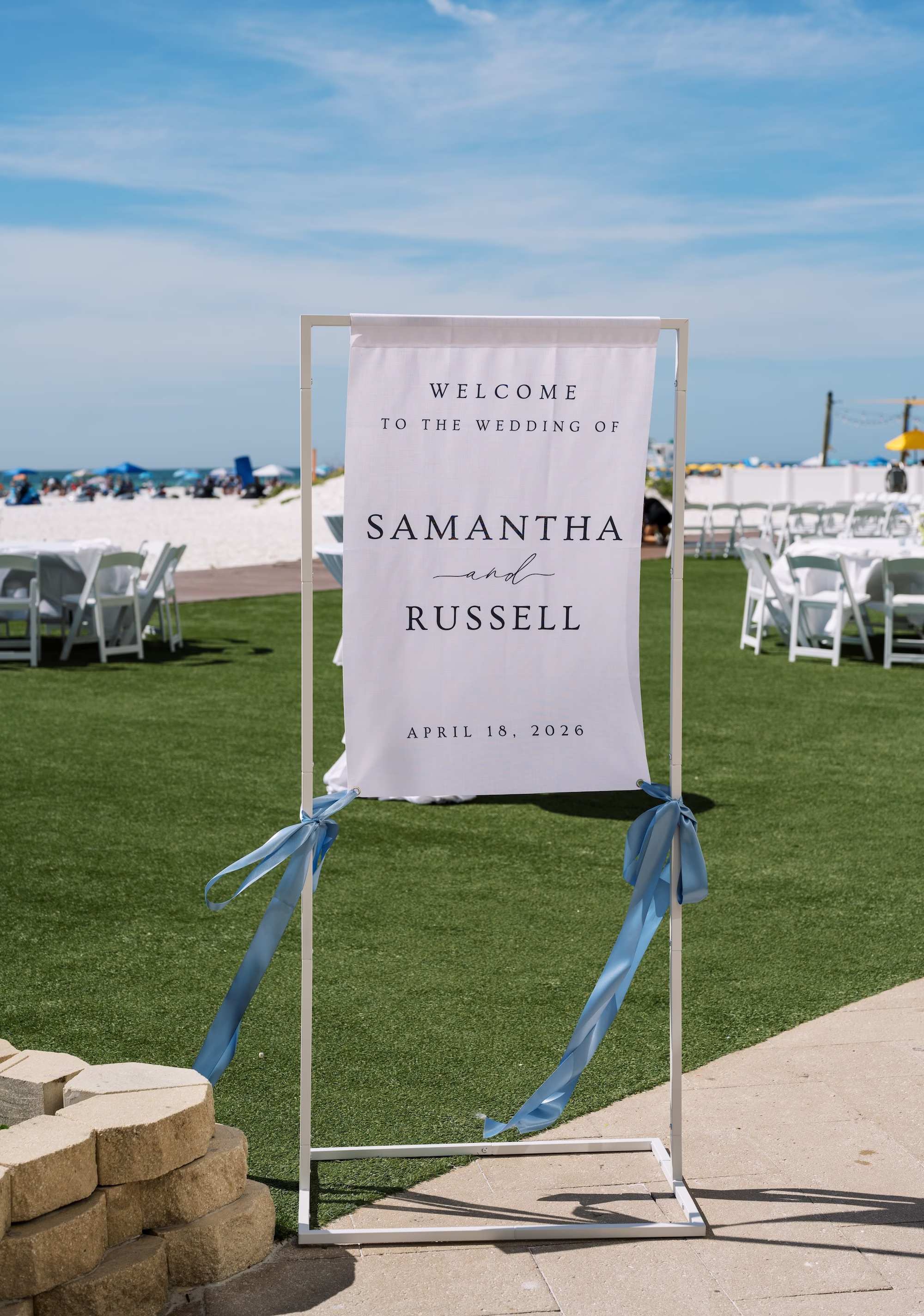 Elegant Coastal Blue Welcome Wedding Sign Decor Ideas