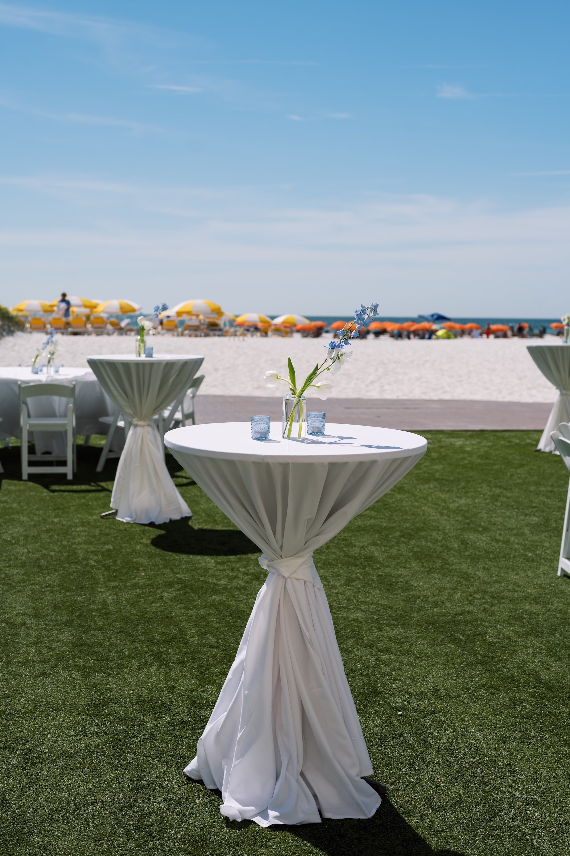 Elegant Coastal Blue Wedding Reception Happy Hour Decor Ideas