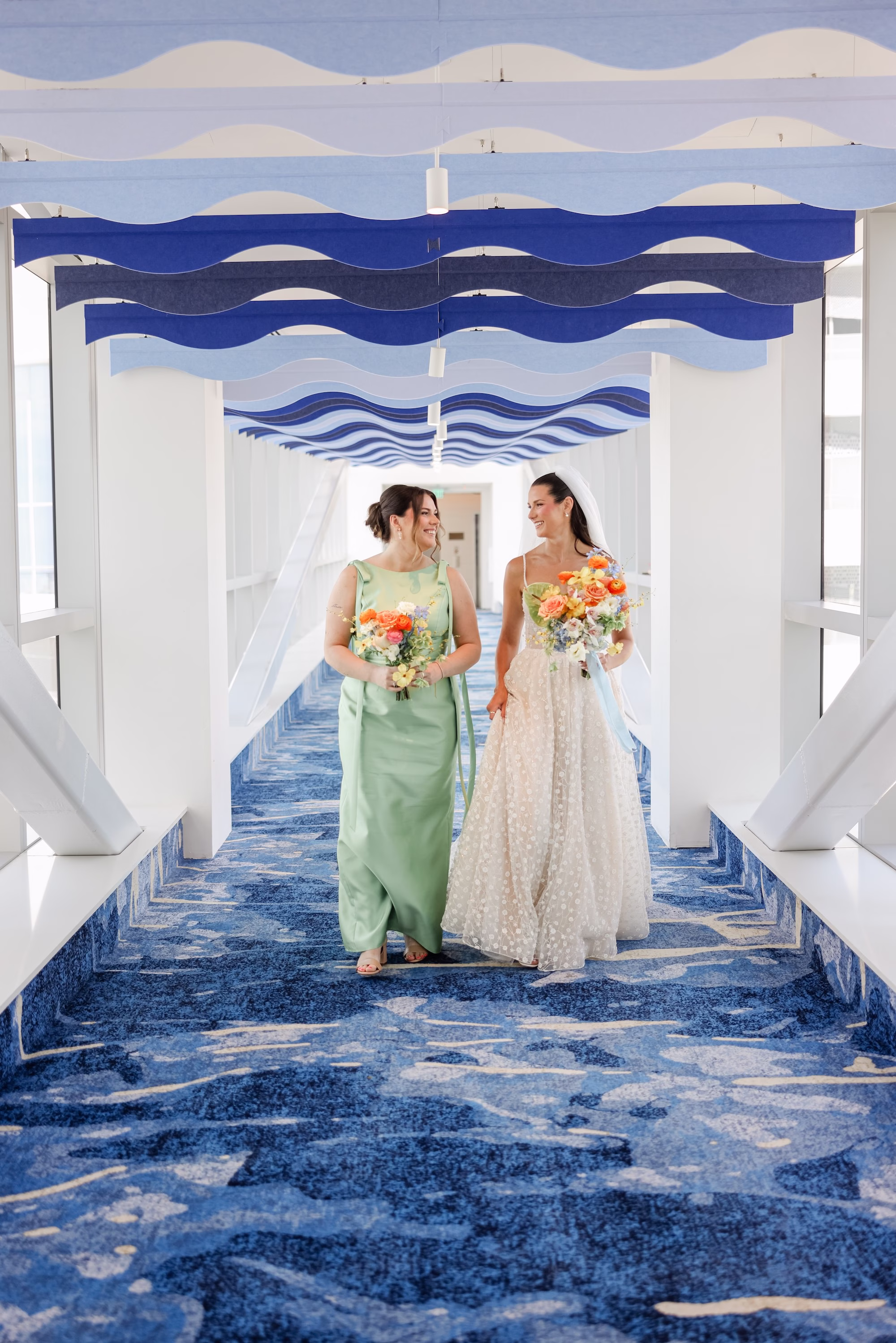 11Tropical Pastel Florida Wedding Inspiration - Tropical, Pastel Outdoor Wedding | Opal Sands Clearwater Beach Bride and Sister Wedding Portrait