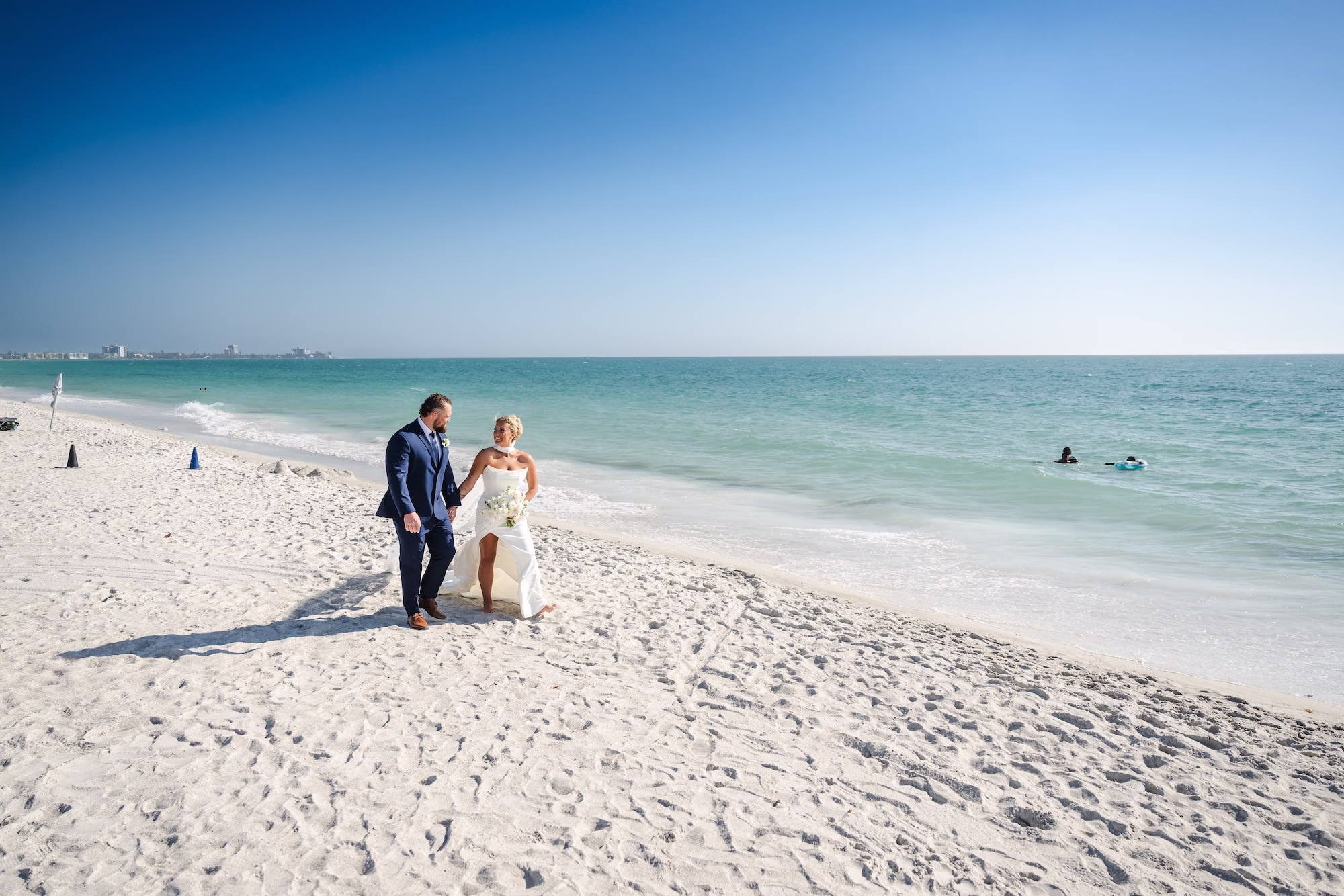 16Elegant Florida Boho Wedding Ideas Sarasota Venue Lido Beach Resort - Elegant, Destination Sarasota Wedding | Lido Beach Resort Bride and Groom Wedding Portrait | Sarasota Photographer and Videographer Iyrus Weddings | Event Venue Lido Beach Resort