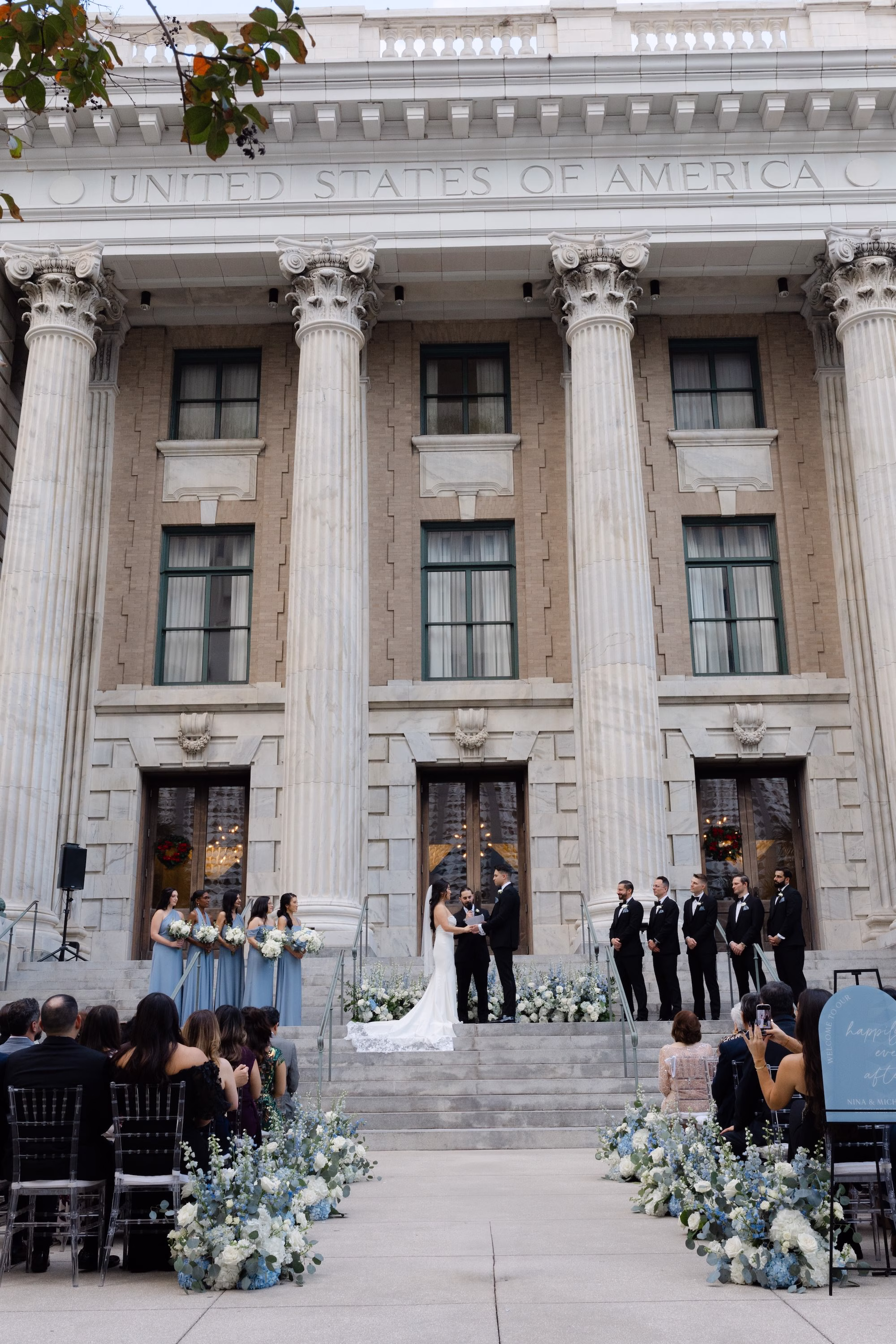 17Elegant Dusty Blue and Gold Wedding Inspiration Venue Le Meridien Tampa - Elegant, Dusty Blue and Gold Downtown Tampa Wedding | Le Méridien Tampa Elegant Dusty Blue and Gold Wedding Ceremony Decor Ideas | Tampa Bay Event Venue Le Meridien | Planner Blue Skies Weddings and Events