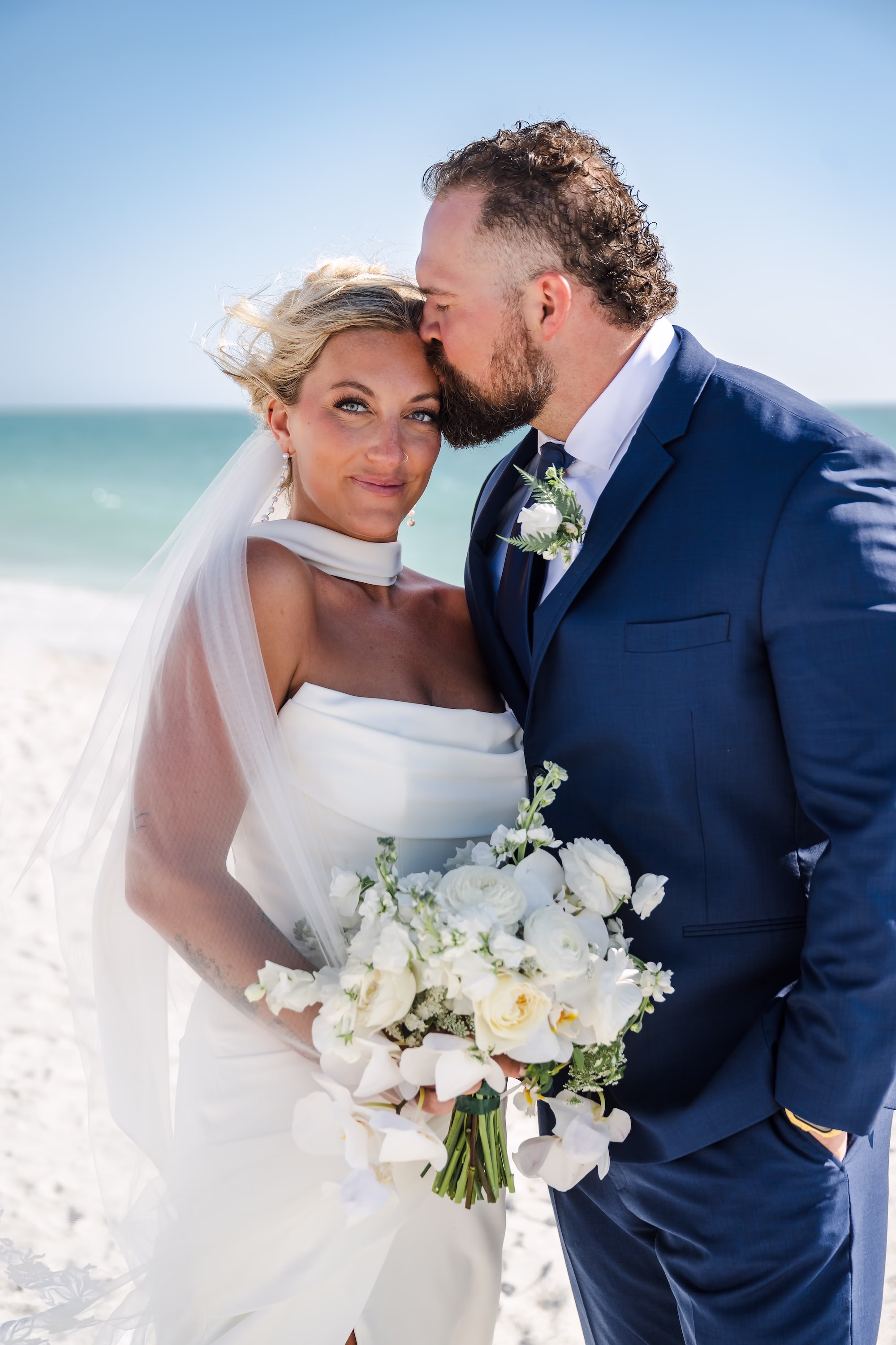18Elegant Florida Boho Wedding Ideas - Elegant, Destination Sarasota Wedding | Lido Beach Resort Bride and Groom Wedding Portrait | Sarasota Photographer and Videographer Iyrus Weddings