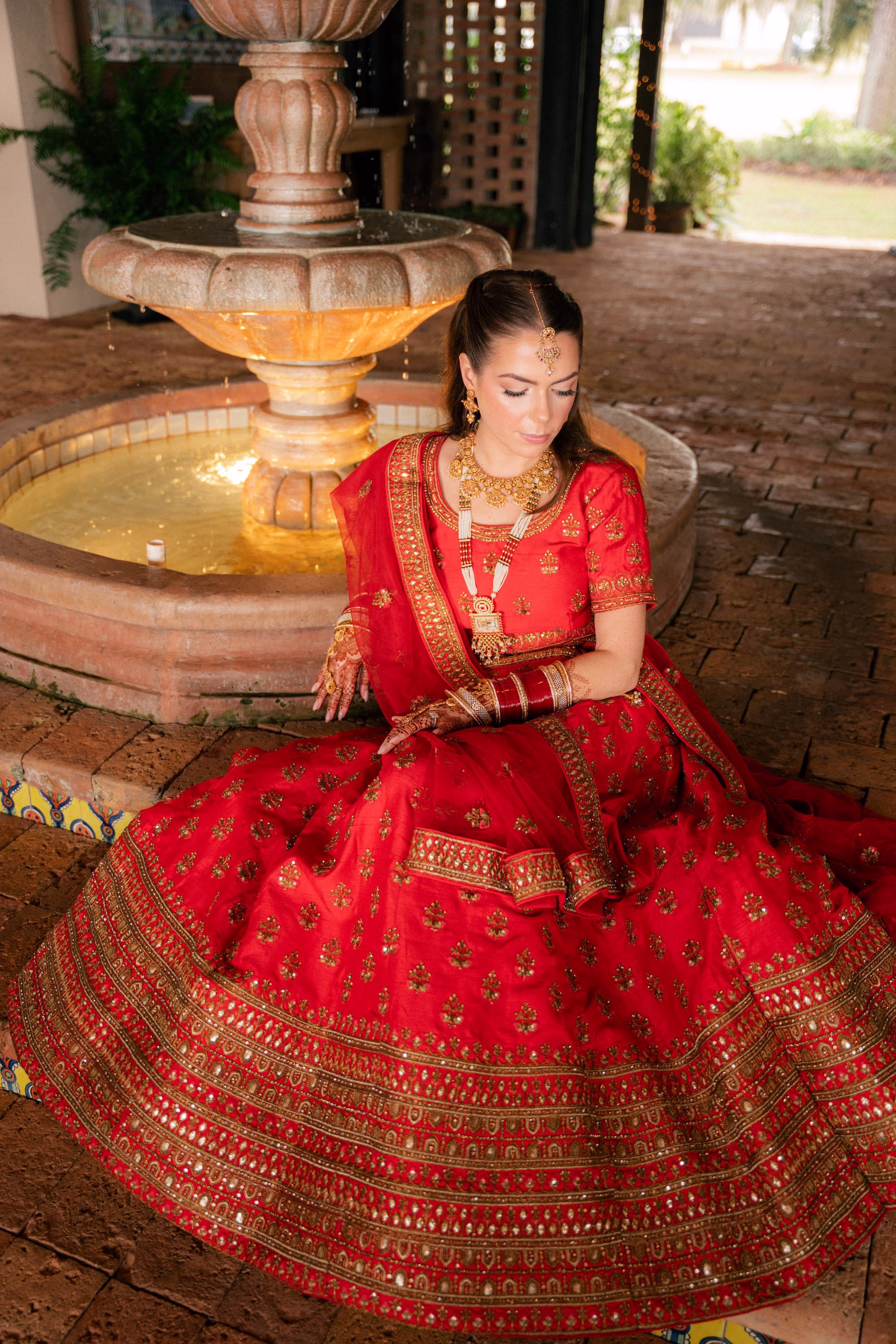 Red Indian Fusion Bridal Wedding Dress Ideas | Brooksville Event Venue La Hacienda on Snow Hill